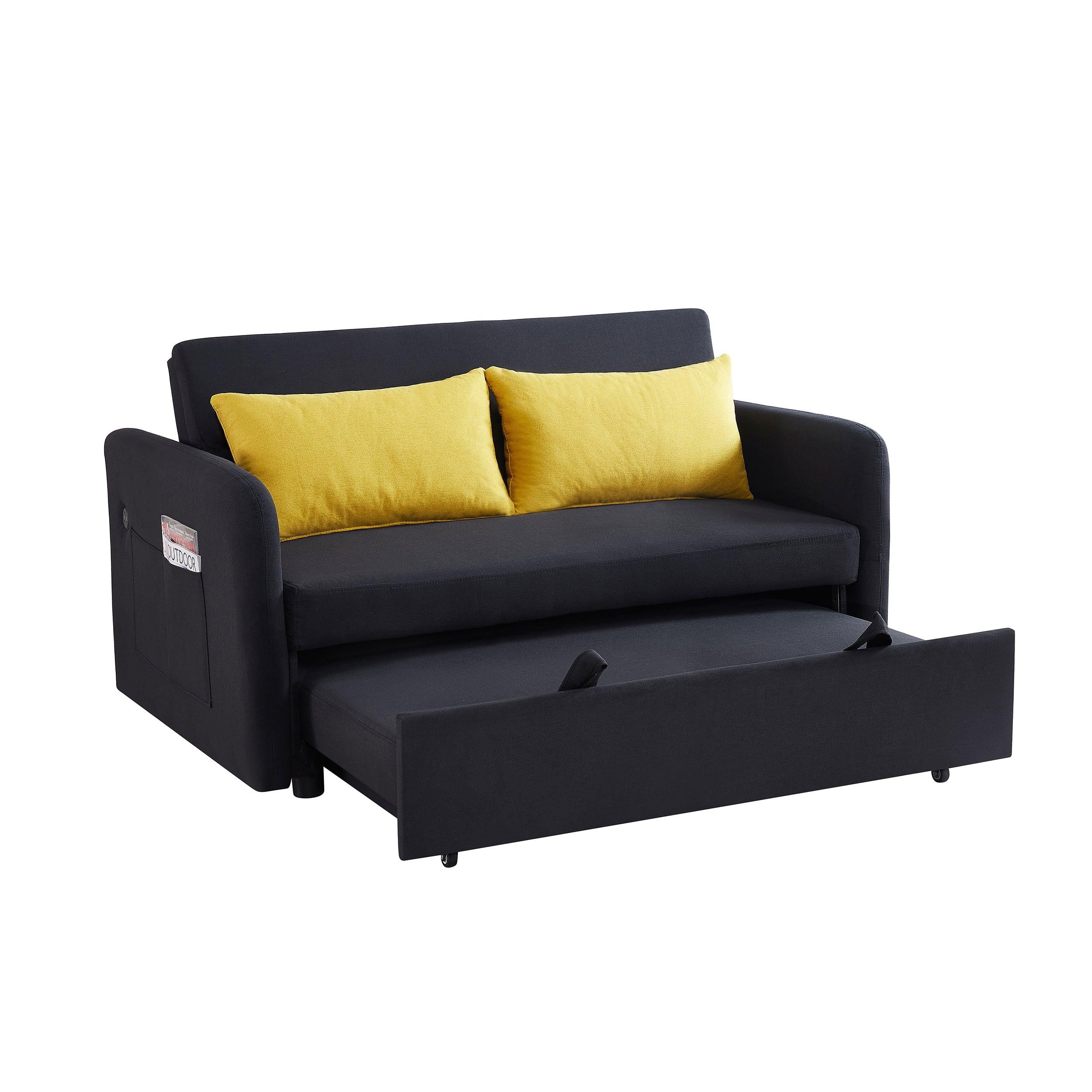 Twins Sofa Bed Black Fabric