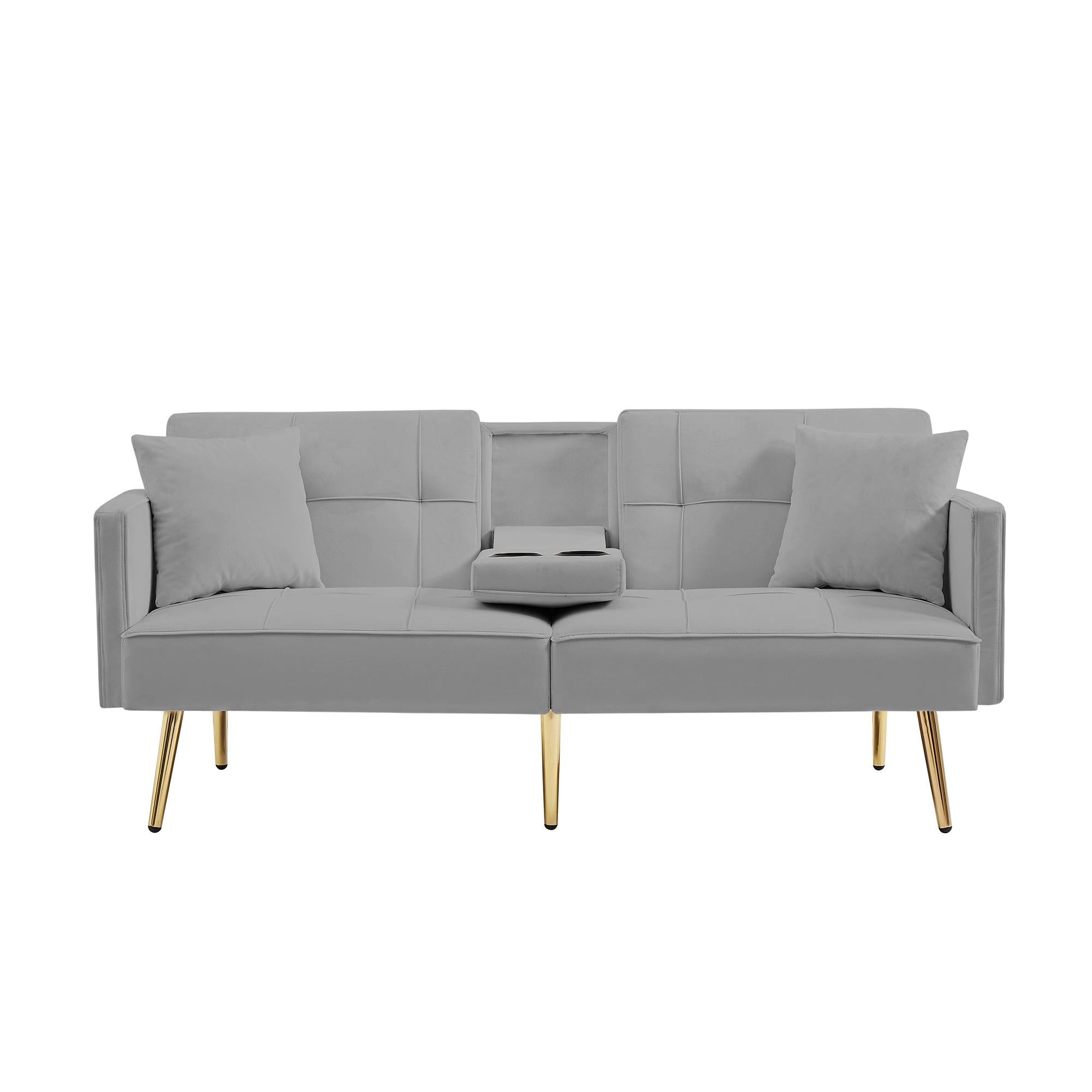 GREY VELVET SOFA BED