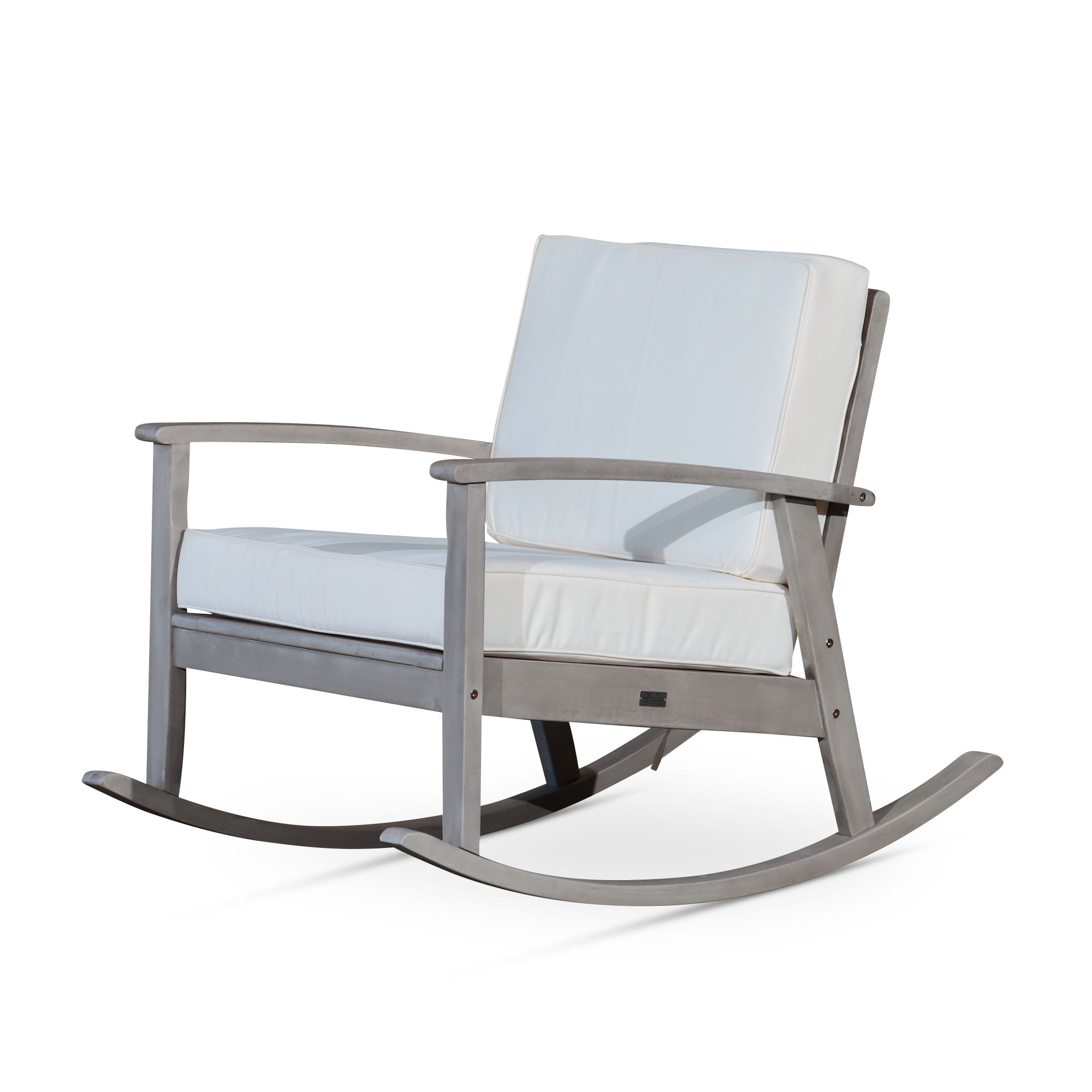 Eucalyptus Rocking Chair with Cushions, Silver Gray Finish, Cream Cushions image