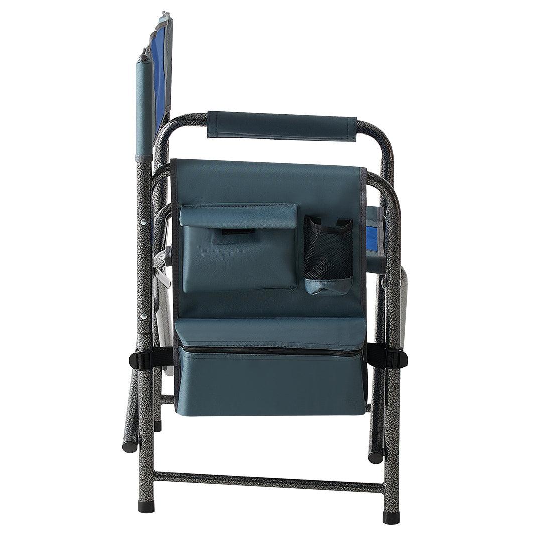 1-piece Padded Folding Outdoor Chair withStorage Pockets,Lightweight Oversized Directors Chair for indoor, Outdoor Camping, Picnics and Fishing,Blue/Grey