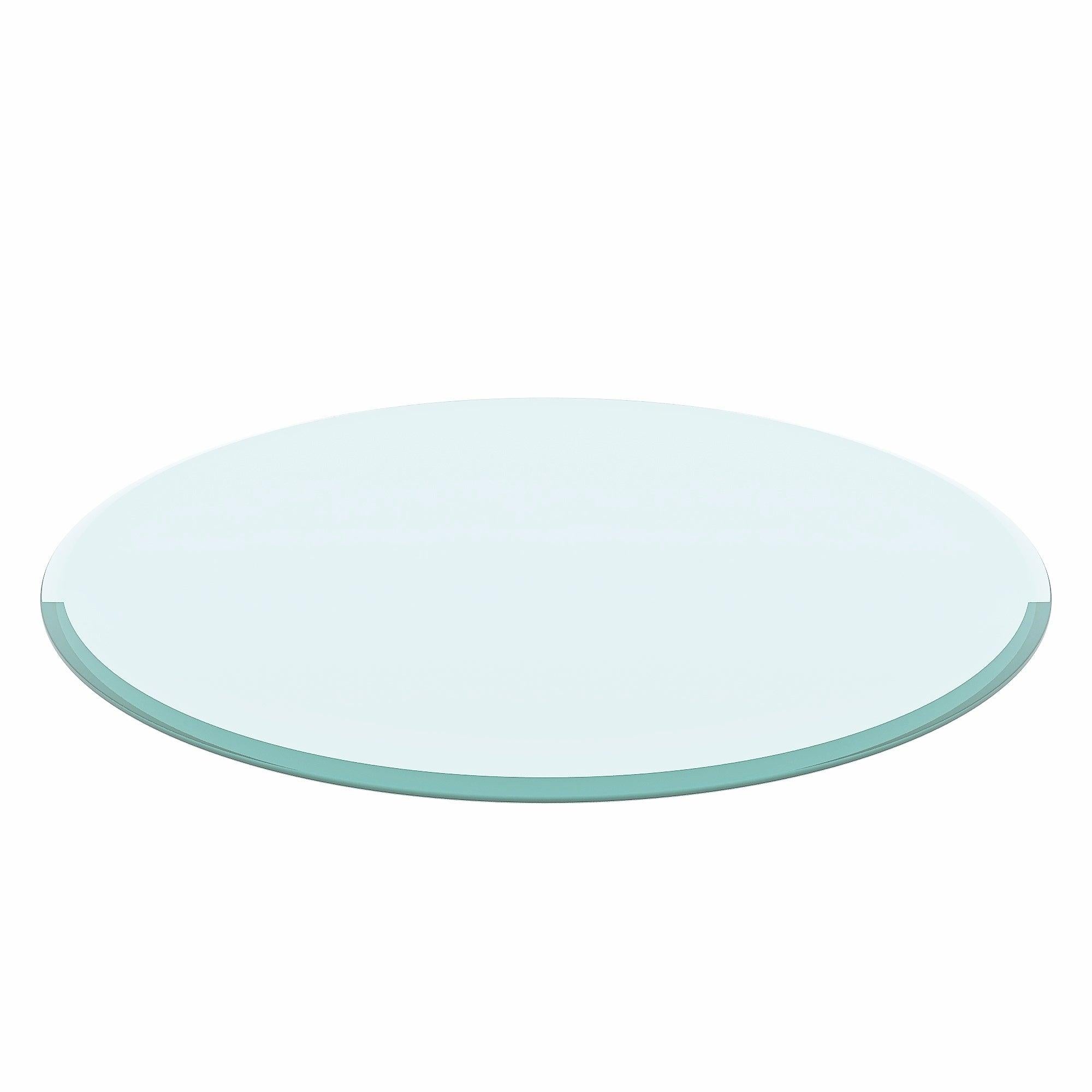 28" Inch Round Tempered Glass Table Top Clear Glass 1/2" Inch Thick Beveled Polished Edge