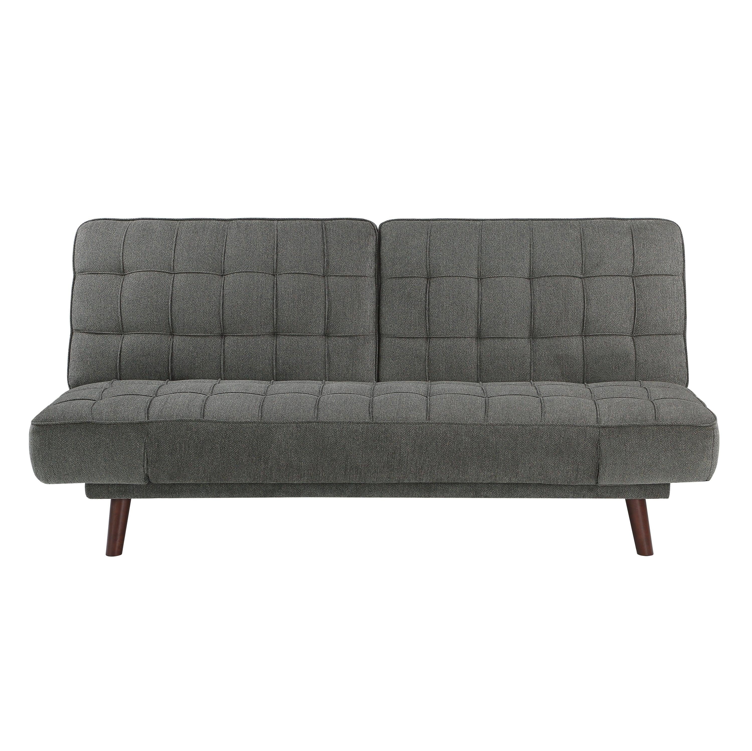 Elegant Three-in-One Lounger Sofa Sleeper Dark Gray Chenille Fabric Upholstered Attached Cushions Adjustable Arms Casual Living Room Furniture