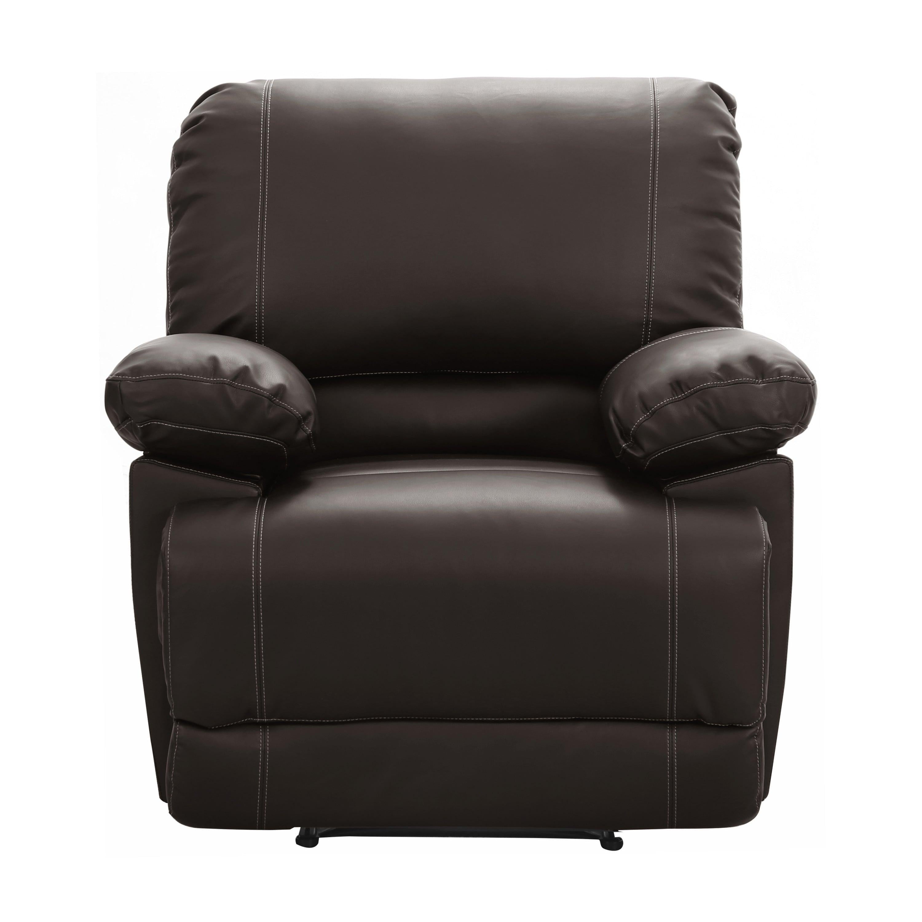 Dark Brown Faux Leather Covered 1pc Comfortable Reclining Chair Solid Wood and Plywood Frame Living Room Furniture