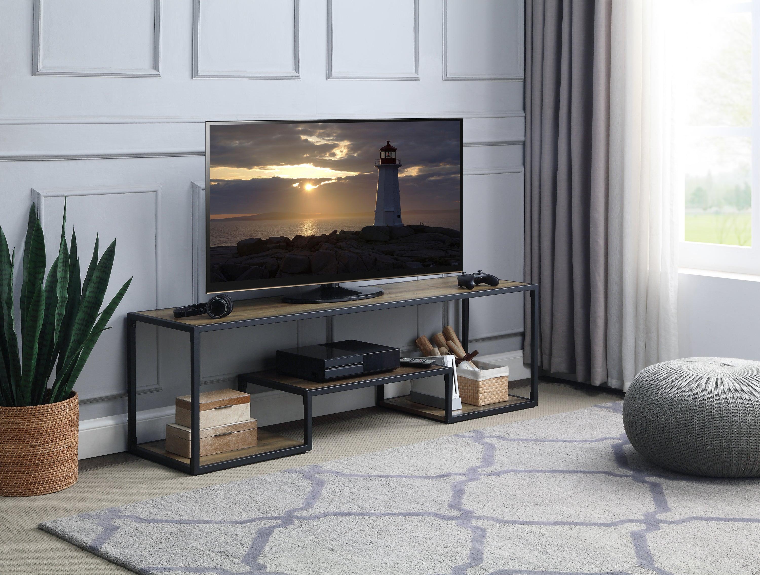 ACME Idella TV Stand in Rustic Oak & Black Finish LV00888 image