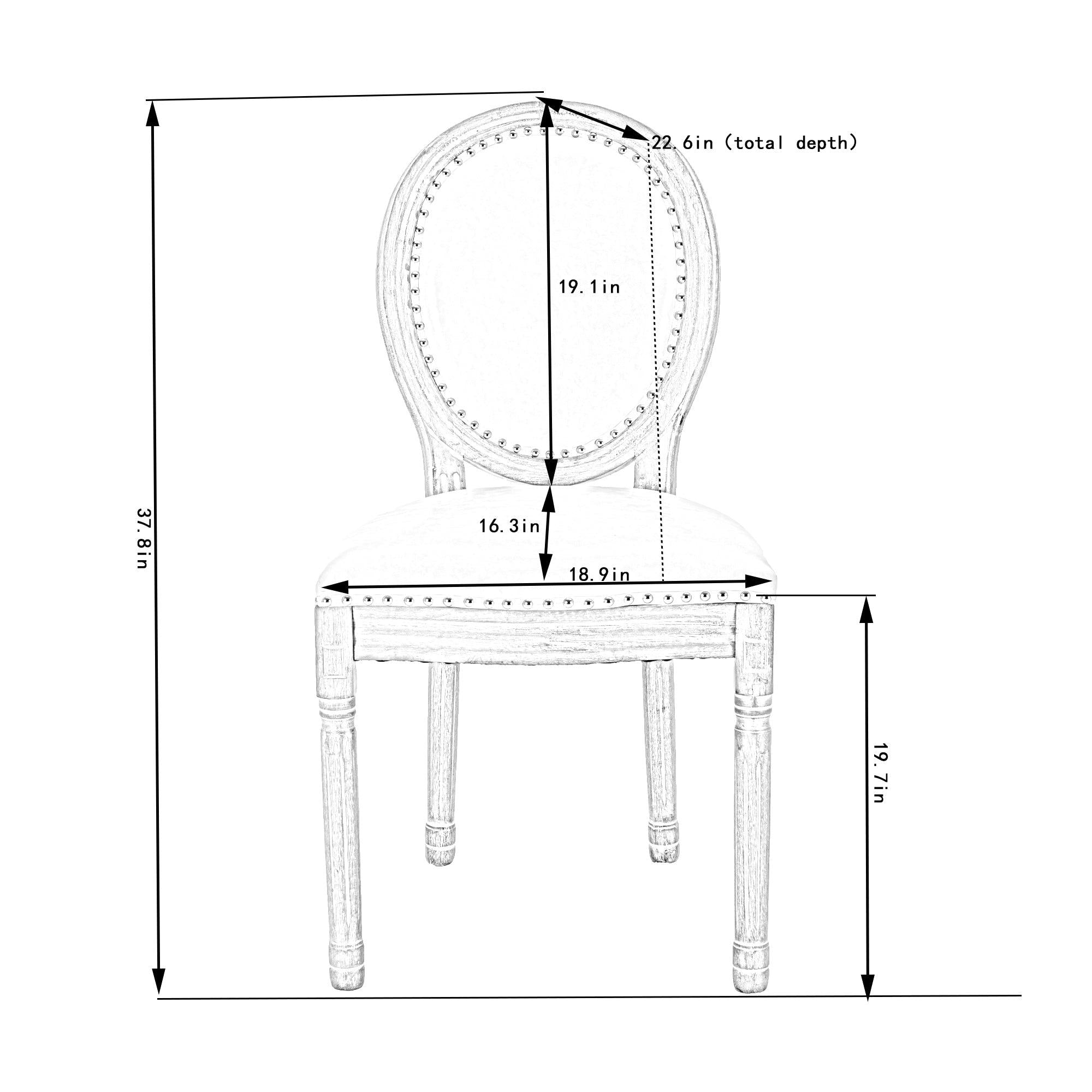 Upholstered  French Dining  Chair with rubber legs PU leather,Set of 2, Beige