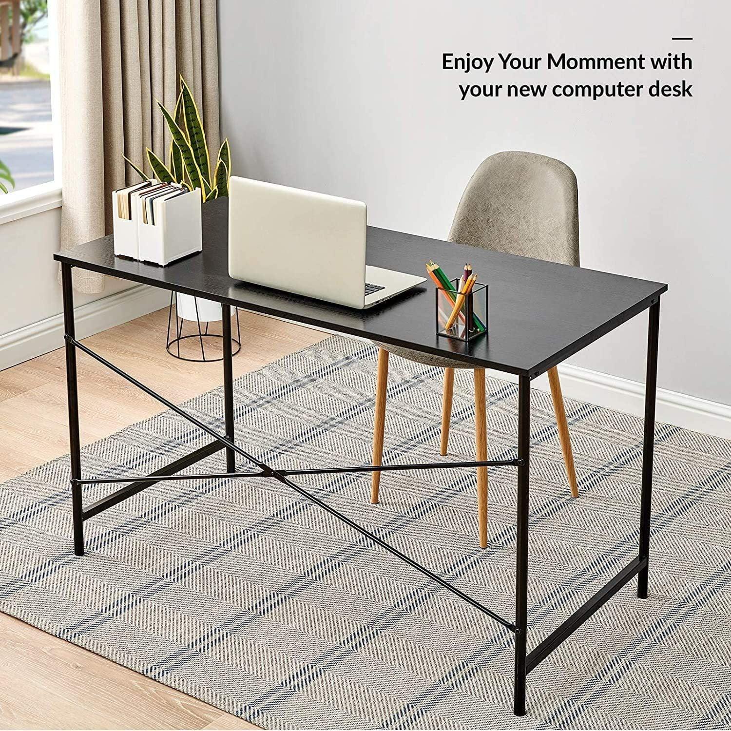 47.2“W x 23.6”D x 29.6“H Metal Frame Home Office Writing Desk - Full Black