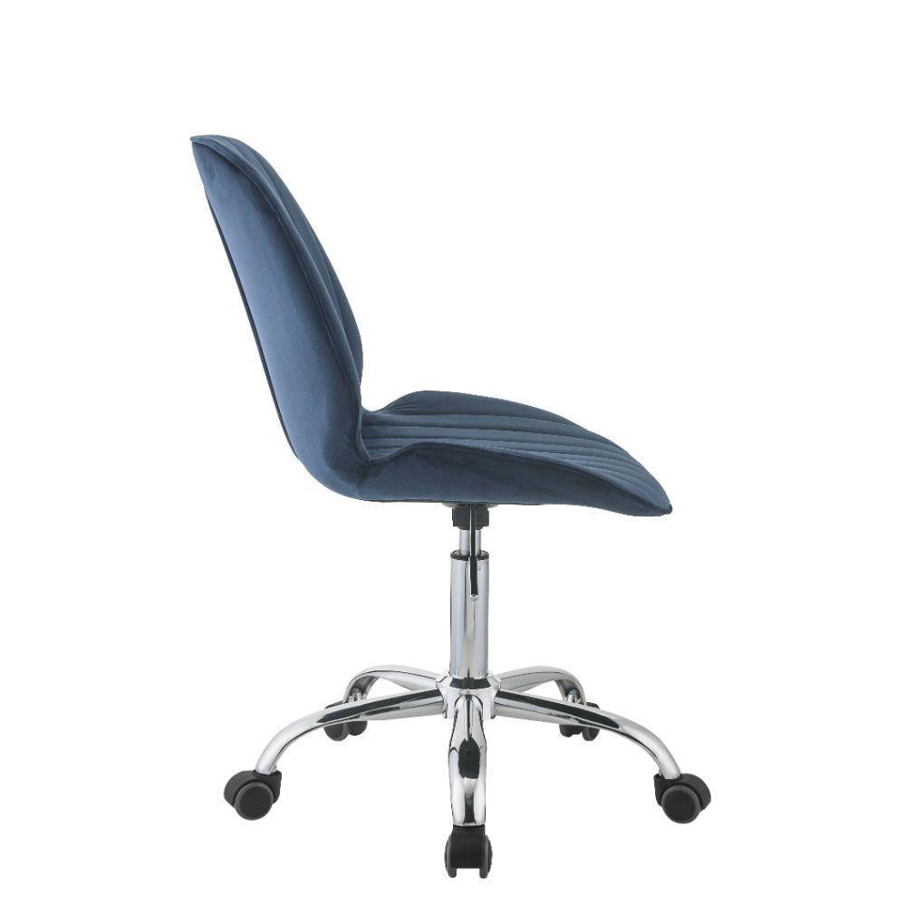 ACME Muata Office Chair, Twilight Blue Velvet & Chrome 92932