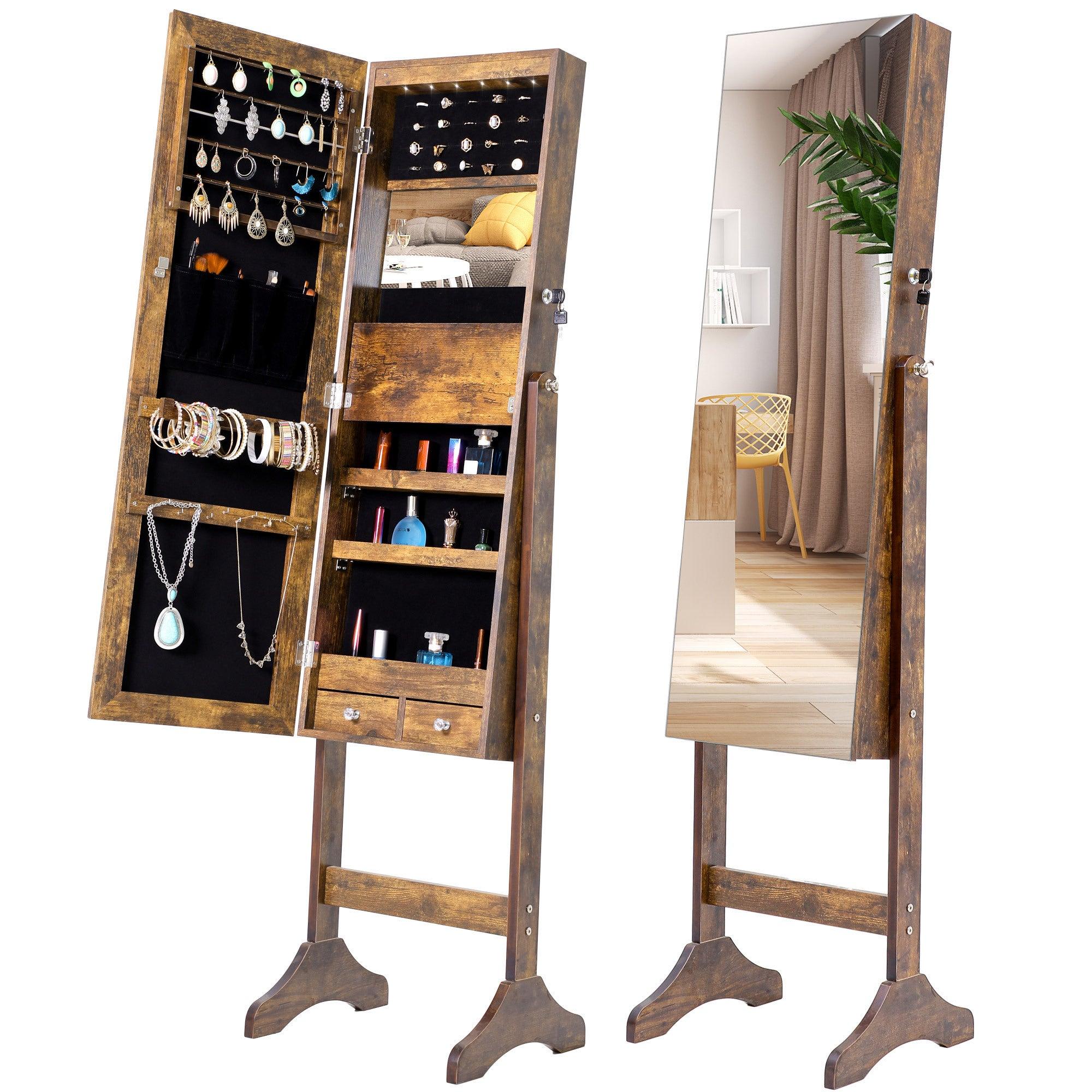 Fashion Simple JewelryStorage Mirror Cabinet With LED Lights,For Living Room Or Bedroom image