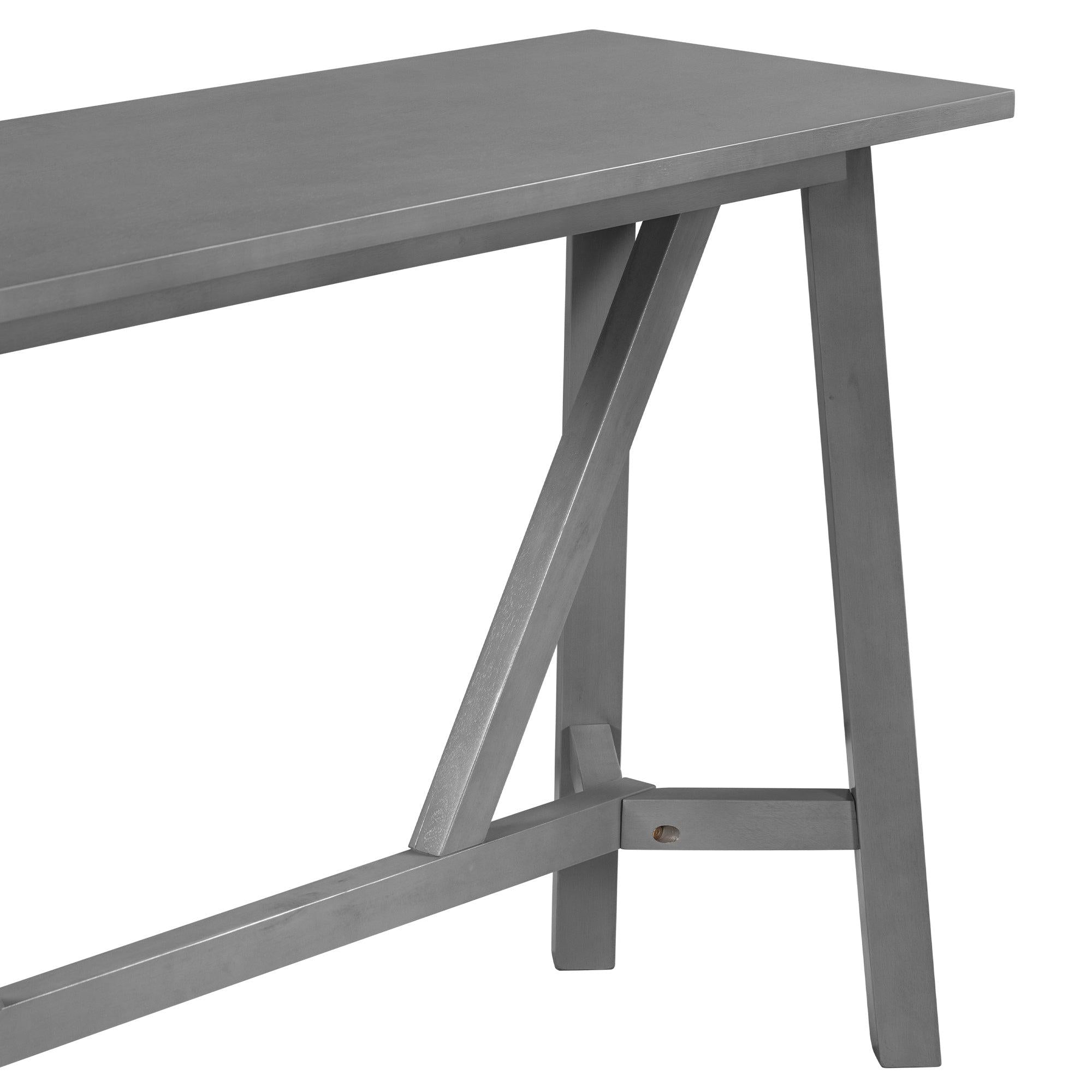 Multipurpose Home Kitchen Dining Bar Table Set with 3 Upholstered Stools(Gray)