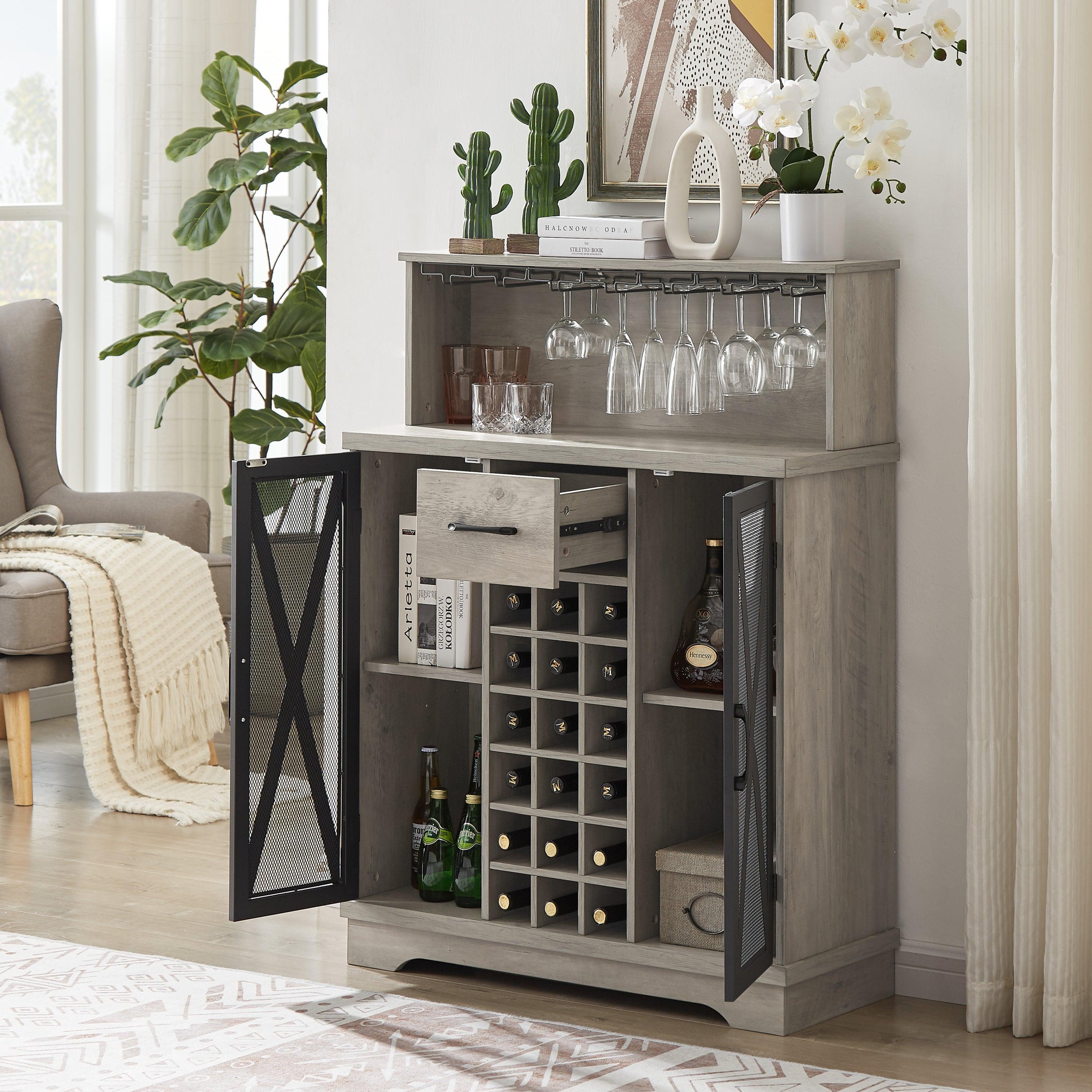 Wine cabinet （Grey，35.41’’W*13.39’’D*47.44’’H）