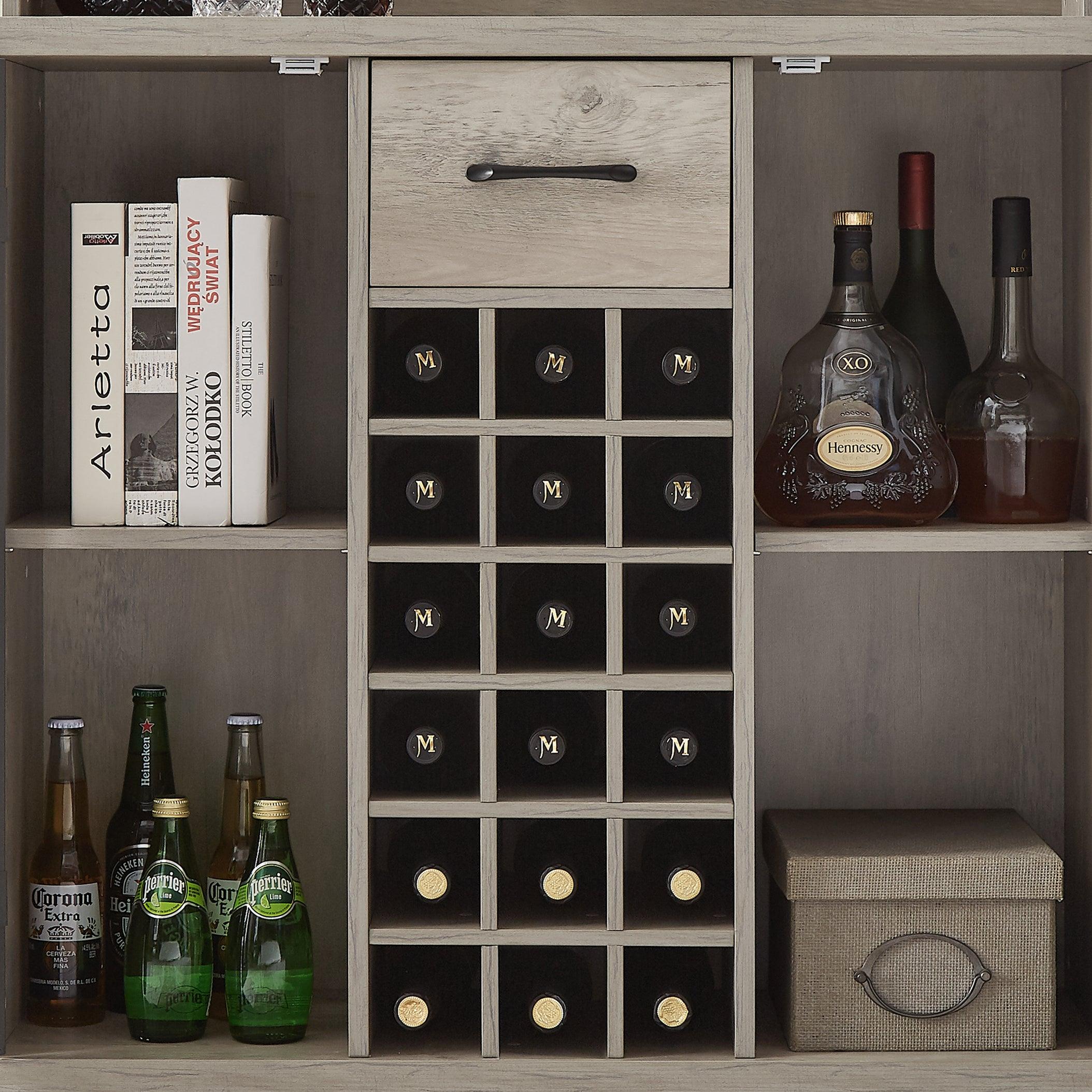 Wine cabinet （Grey，35.41’’W*13.39’’D*47.44’’H）