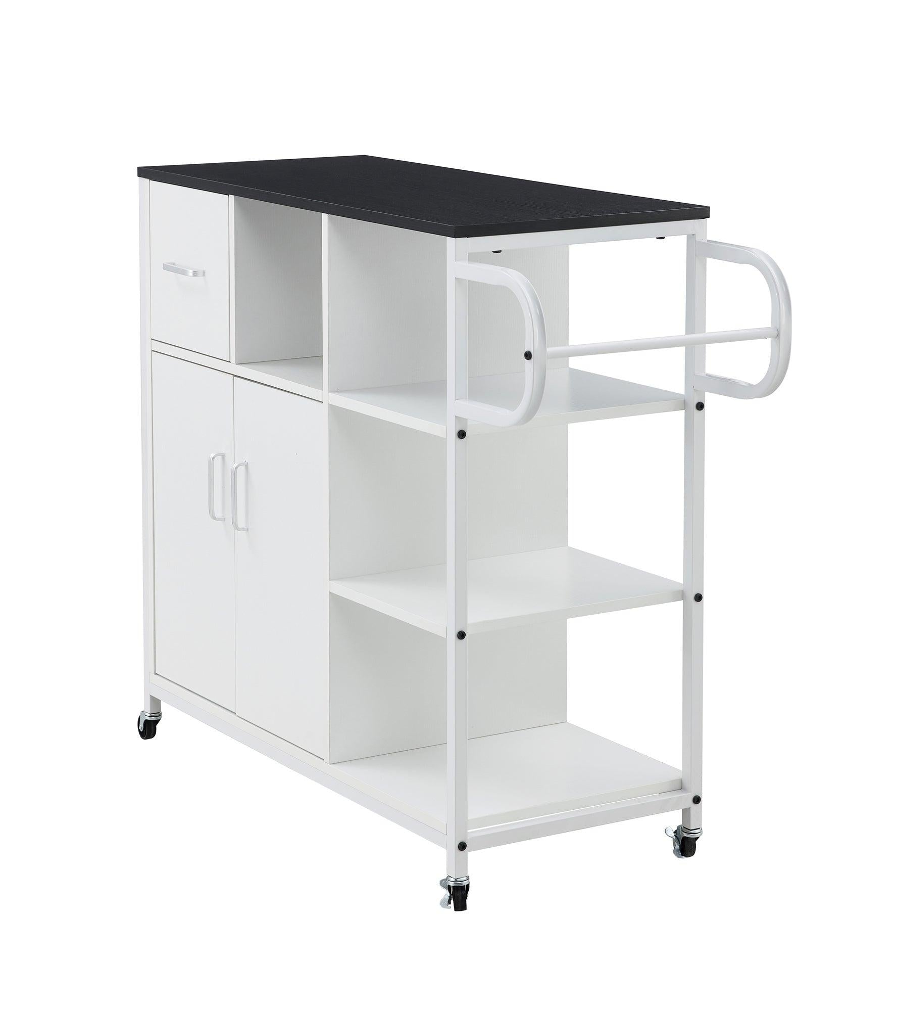 KITCHStorage cabinet WHITE-Black, move with roller..