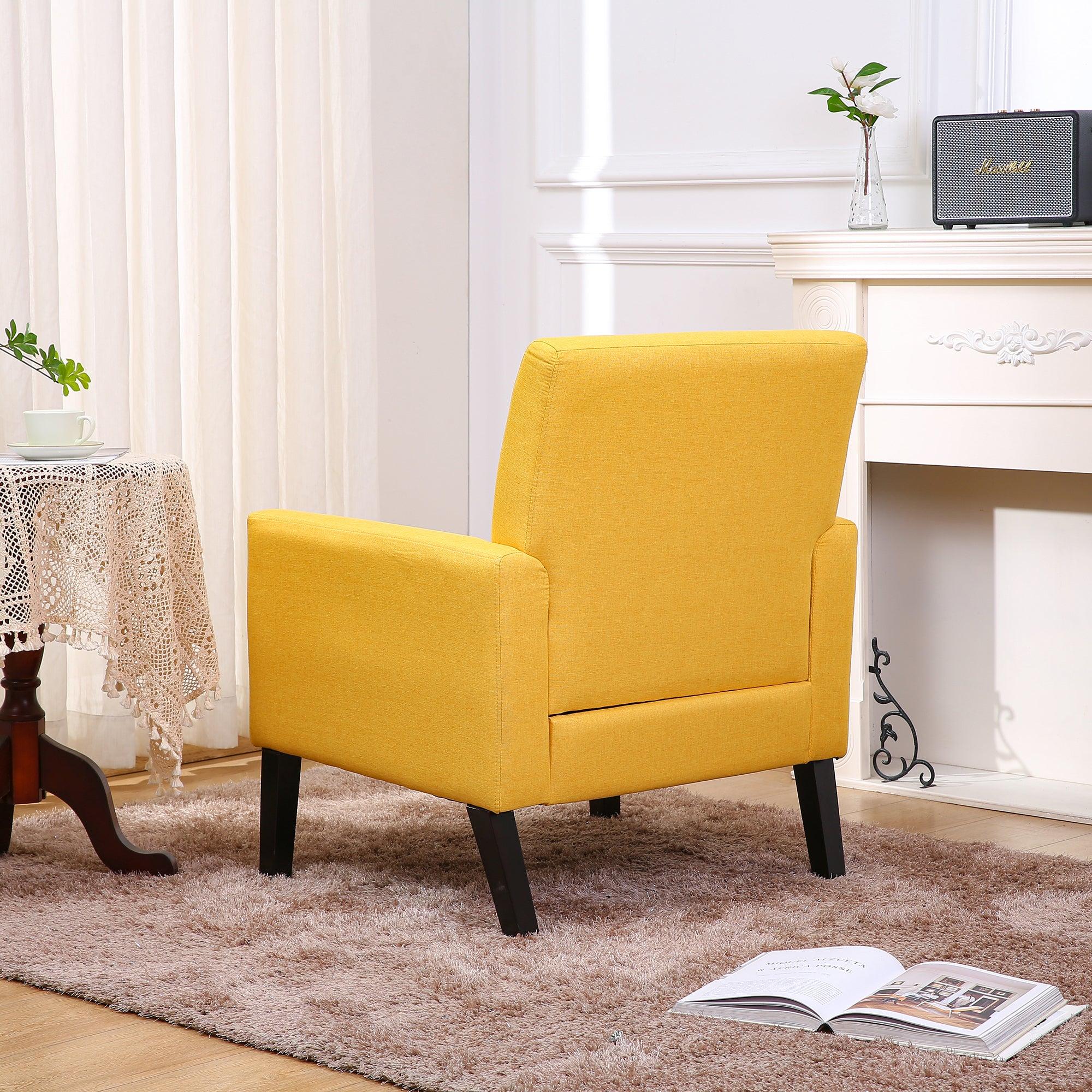 Fabric Accent Chair for Living Room, Bedroom Button Tufted Upholstered Comfy Reading Accent Chairs Sofa (Yellow)