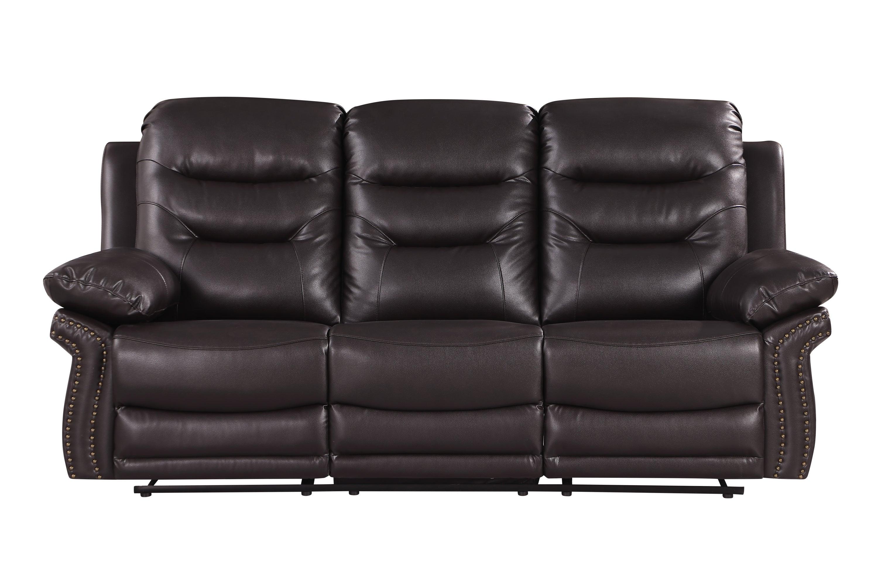 Global United  Leather Air Upholstered Reclining Sofa with Fiber Back image