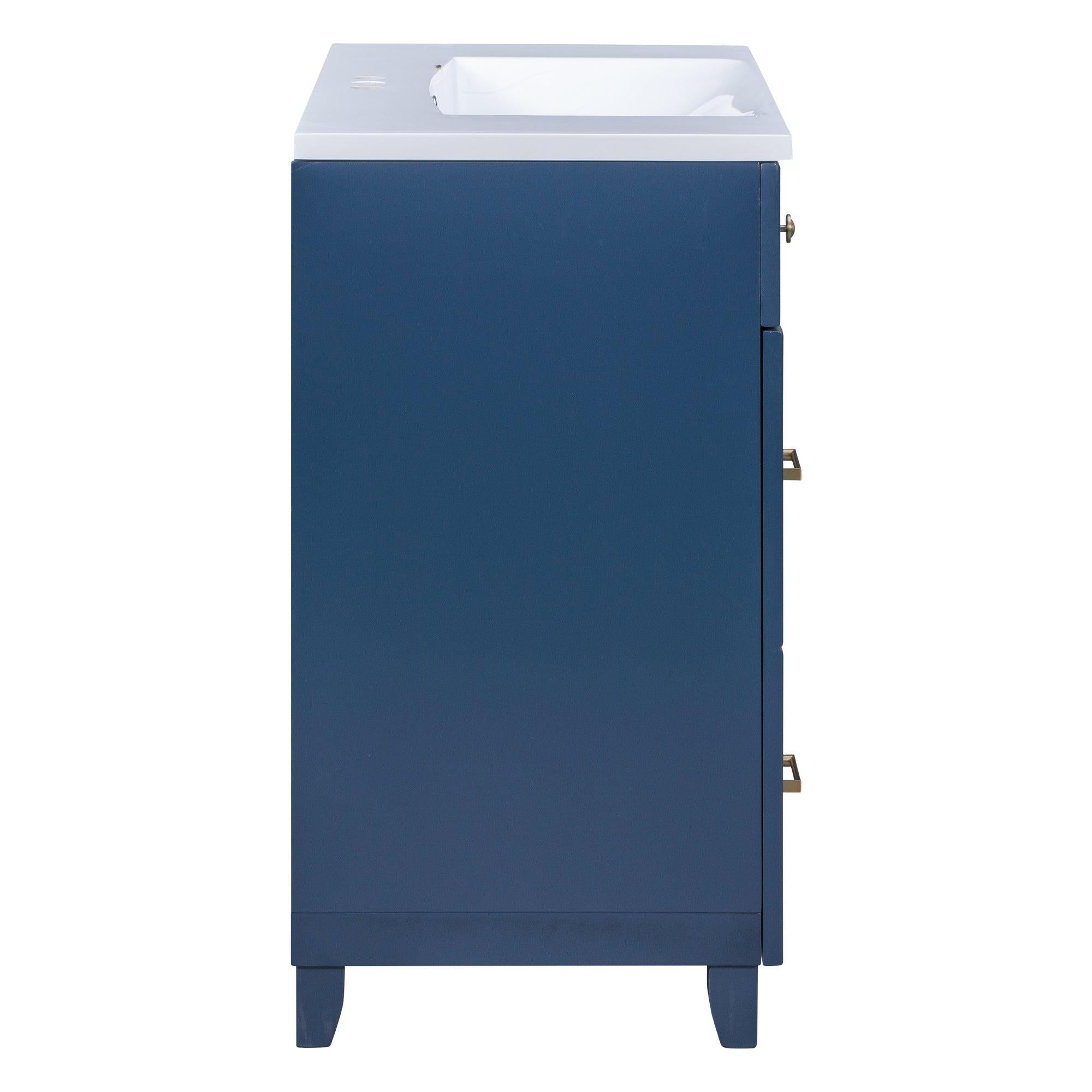 36" Bathroom Vanity Cabinet with Sink Top Combo Set, Navy Blue，Single Sink，Shaker Cabinet with Soft Closing Door and Drawer