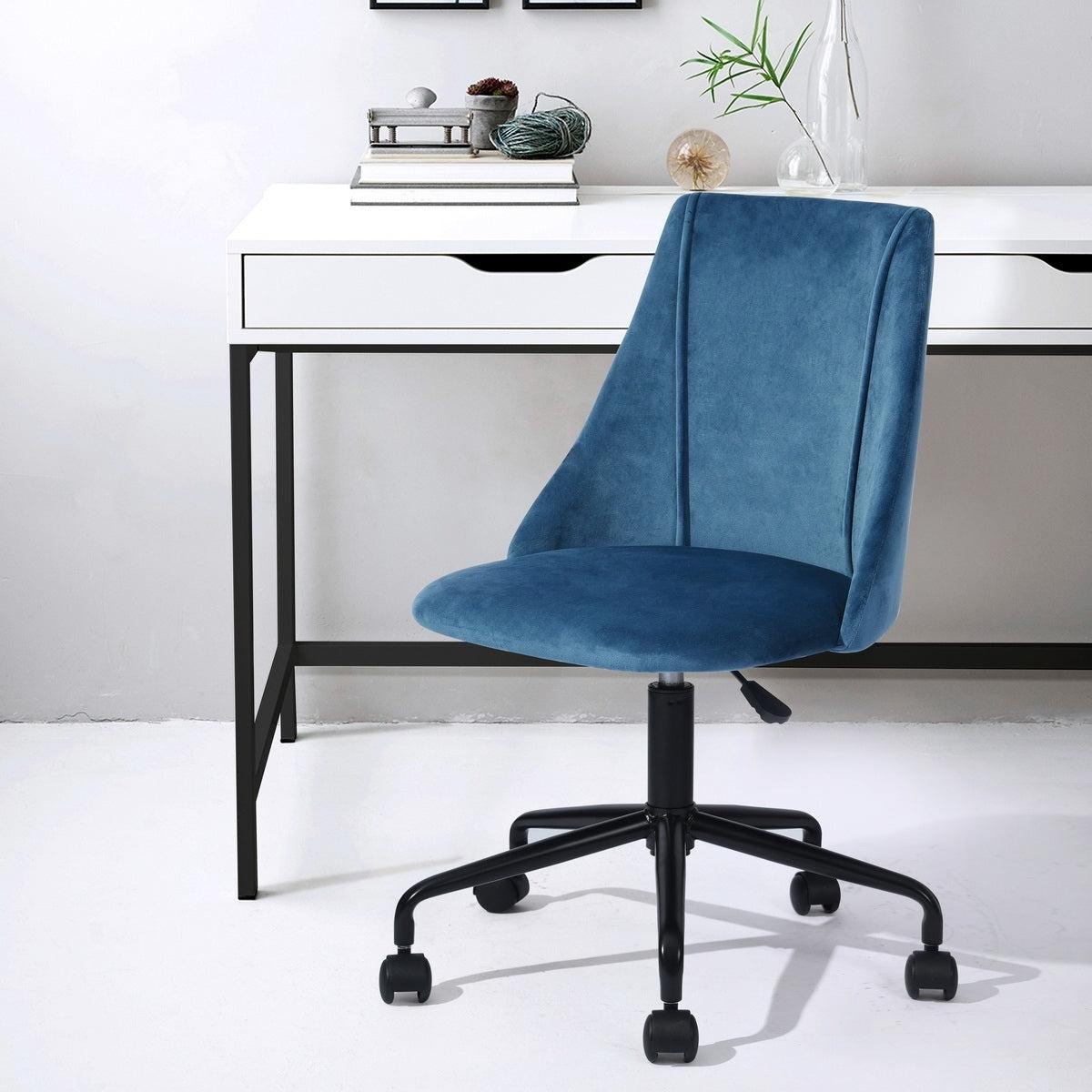 Velvet Upholstered Task Chair/ Home Office Chair - Blue image