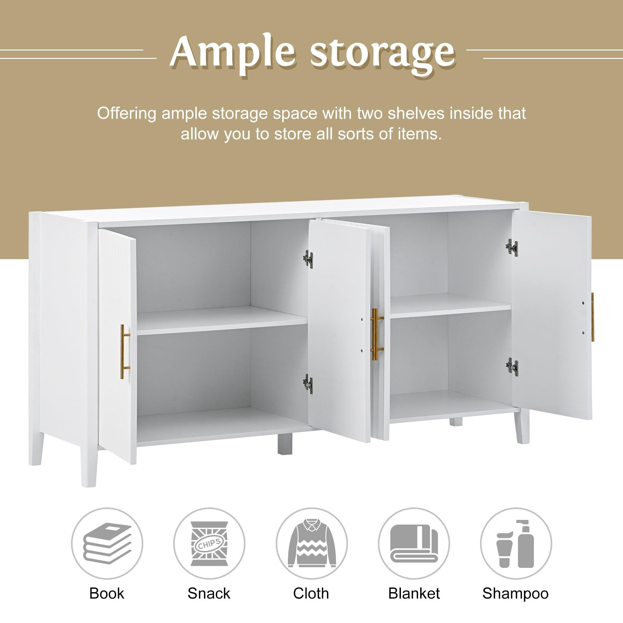 AccentStorage Cabinet Sideboard Wooden Cabinet with Metal Handles for Hallway, Entryway, Living Room, Bedroom