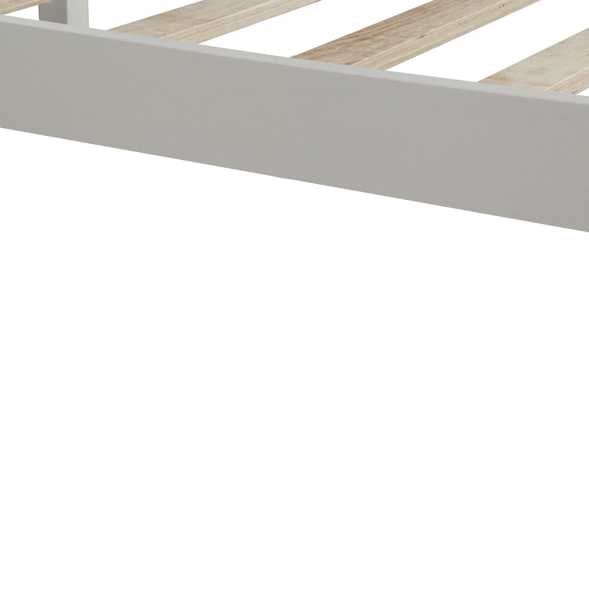 Platform Bed Frame with Headboard , Wood Slat Support , No Box Spring Needed ,Full,White