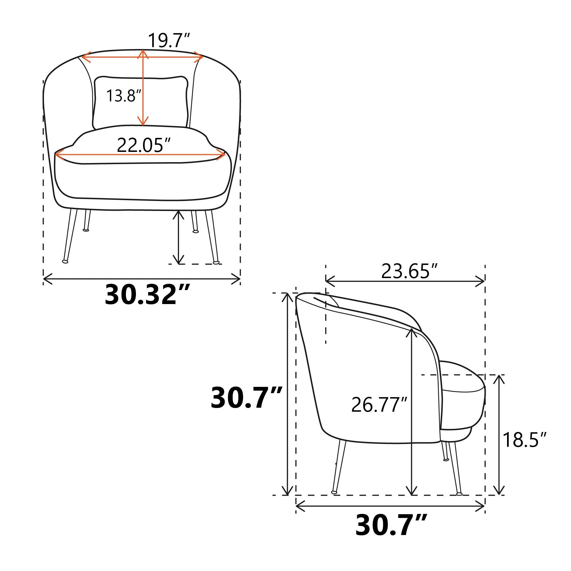 30.32"W Accent Chair Upholstered Curved Backrest Reading Chair Single Sofa Leisure Club Chair with Golden Adjustable Legs For Living Room Bedroom Dorm Room (Ivory Boucle)