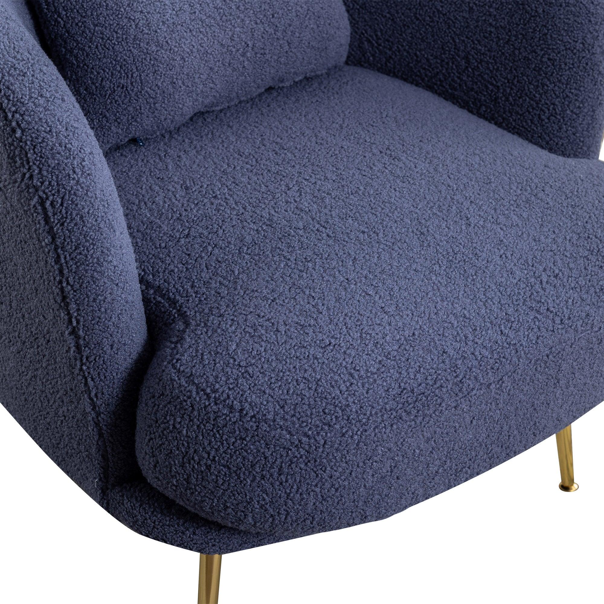 30.32"W Accent Chair Upholstered Curved Backrest Reading Chair Single Sofa Leisure Club Chair with Golden Adjustable Legs For Living Room Bedroom Dorm Room (Navy Boucle)