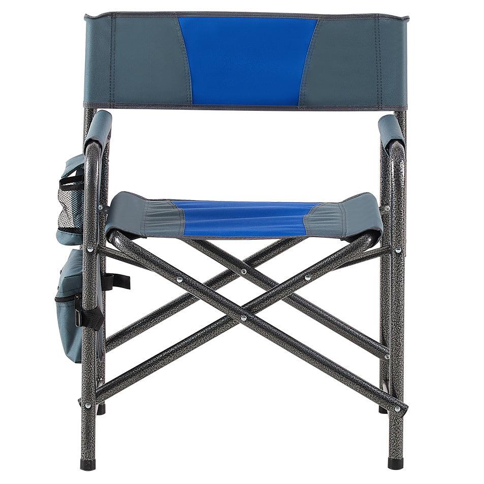 1-piece Padded Folding Outdoor Chair withStorage Pockets,Lightweight Oversized Directors Chair for indoor, Outdoor Camping, Picnics and Fishing,Blue/Grey