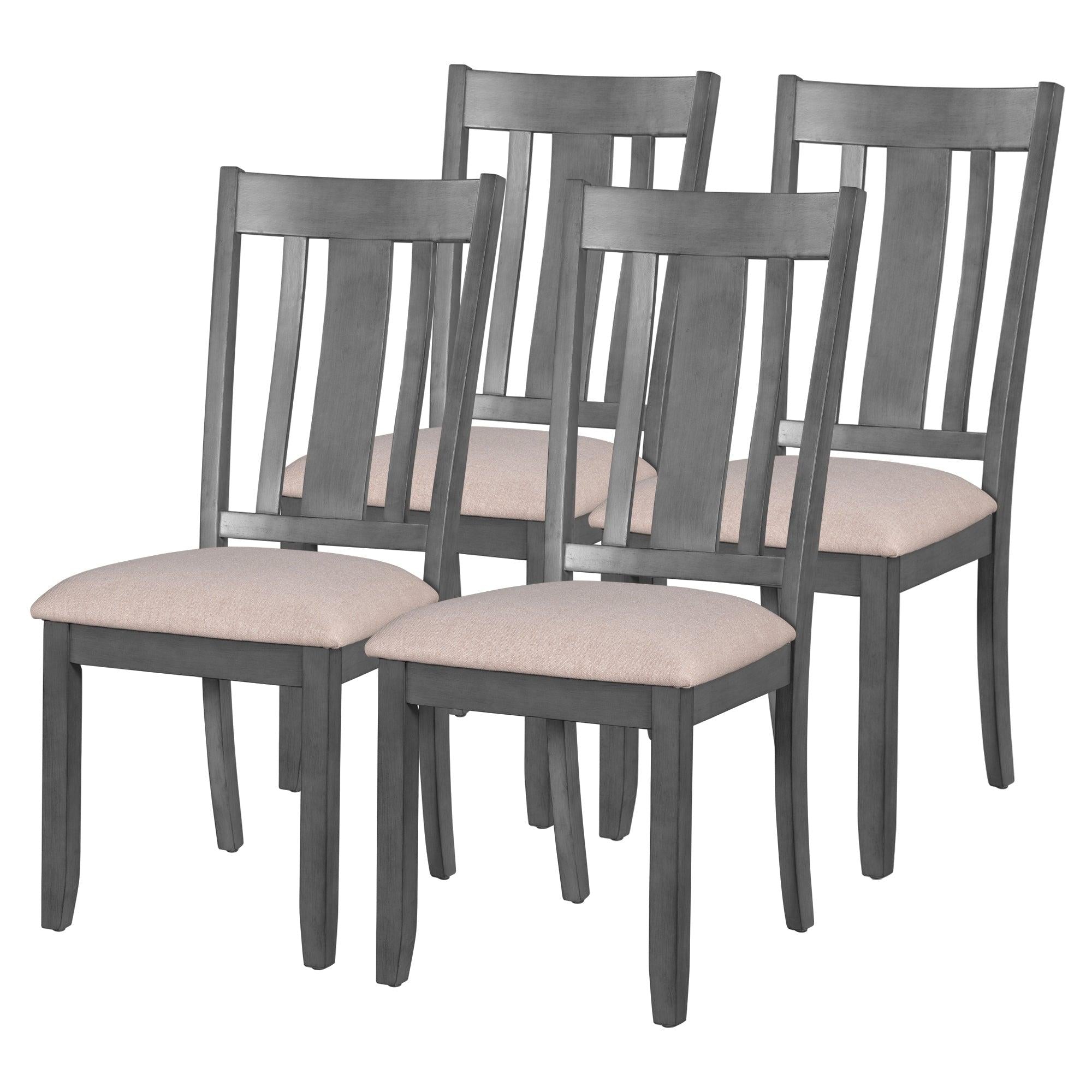 7-Piece Dining Room Set - 72" Industrial Style Rectangular Table with Chain Bracket and 6 Dining Chairs (Gray)