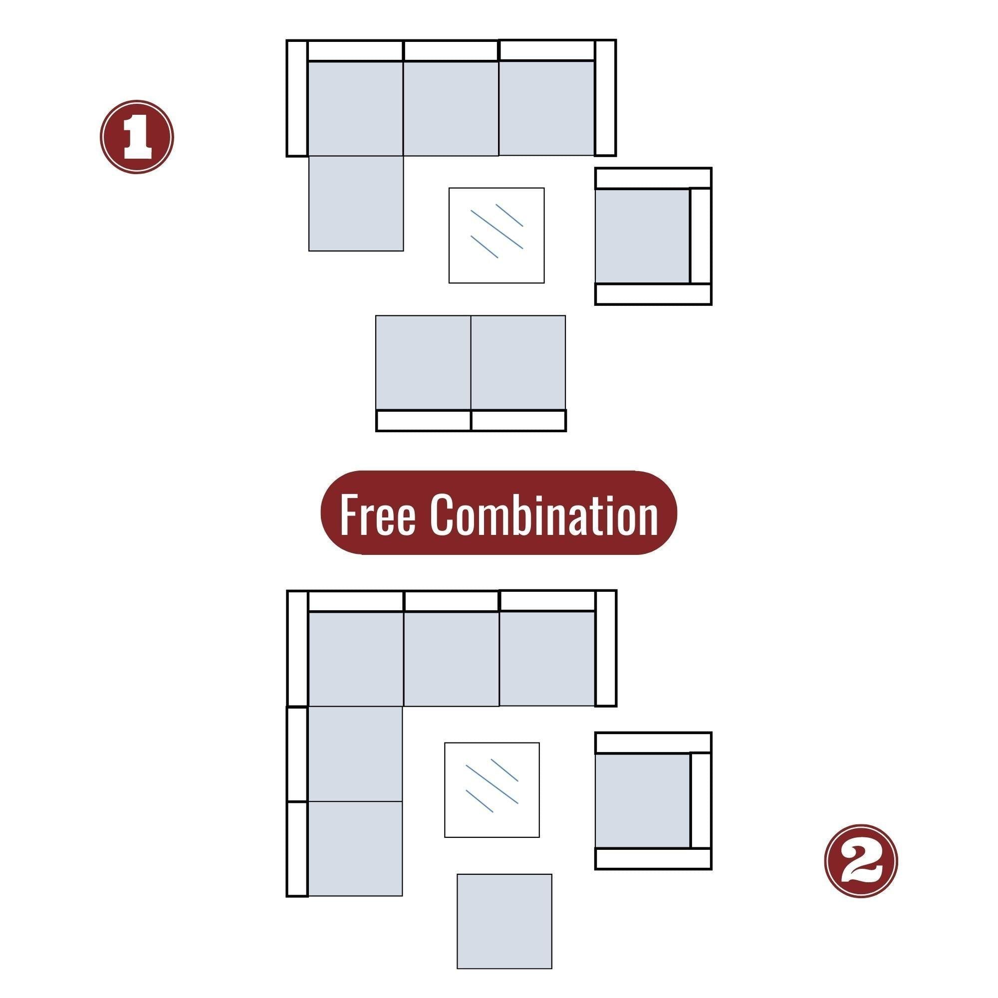 Outdoor Garden Patio Furniture 8-Piece Gray PE Rattan Wicker Sectional Red Cushioned Sofa Sets