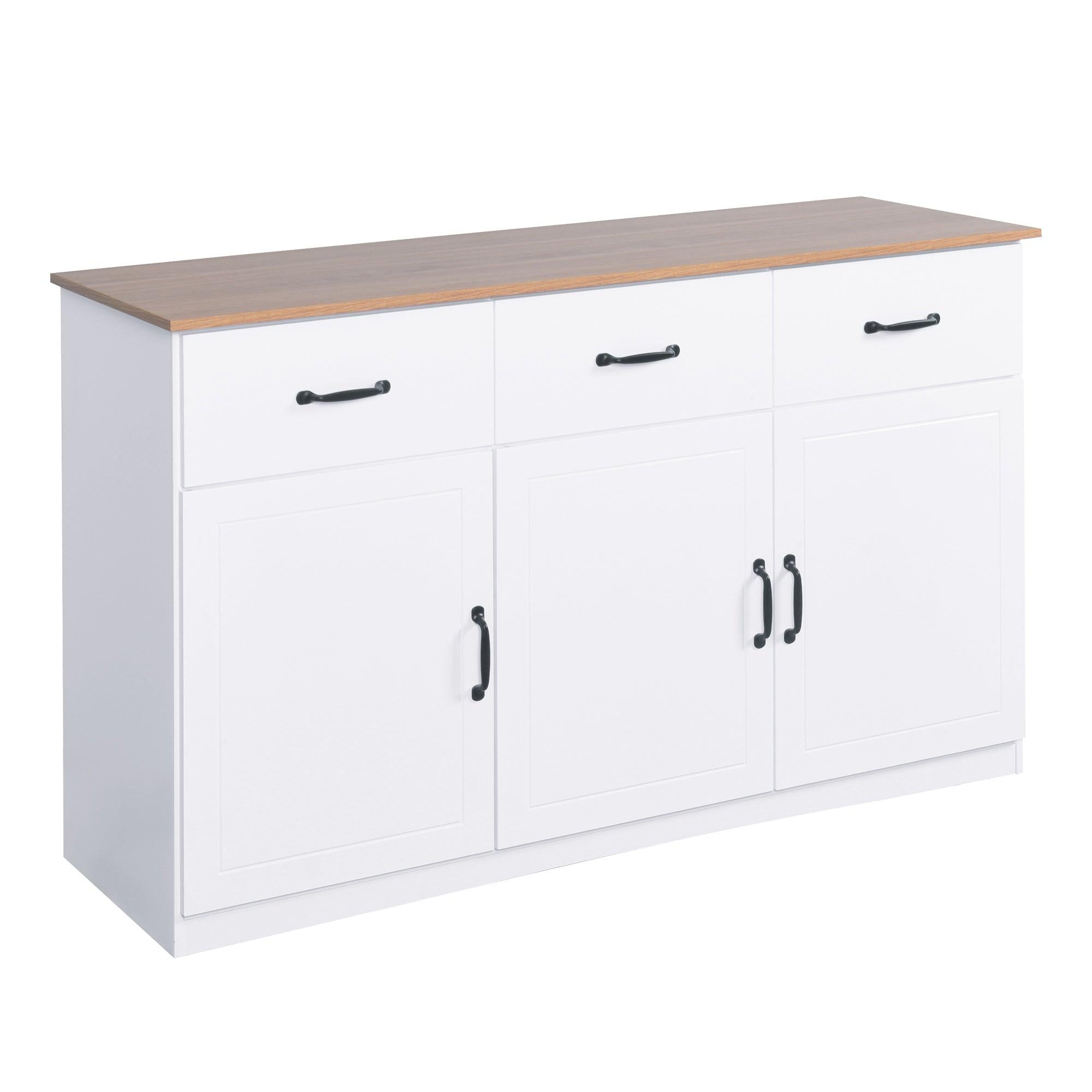 White Buffet Cabinet withStorage, Kitchen Sideboard with 3 Doors and 3 Drawers, Coffee Bar Cabinet,Storage Cabinet Console Table for Living Room