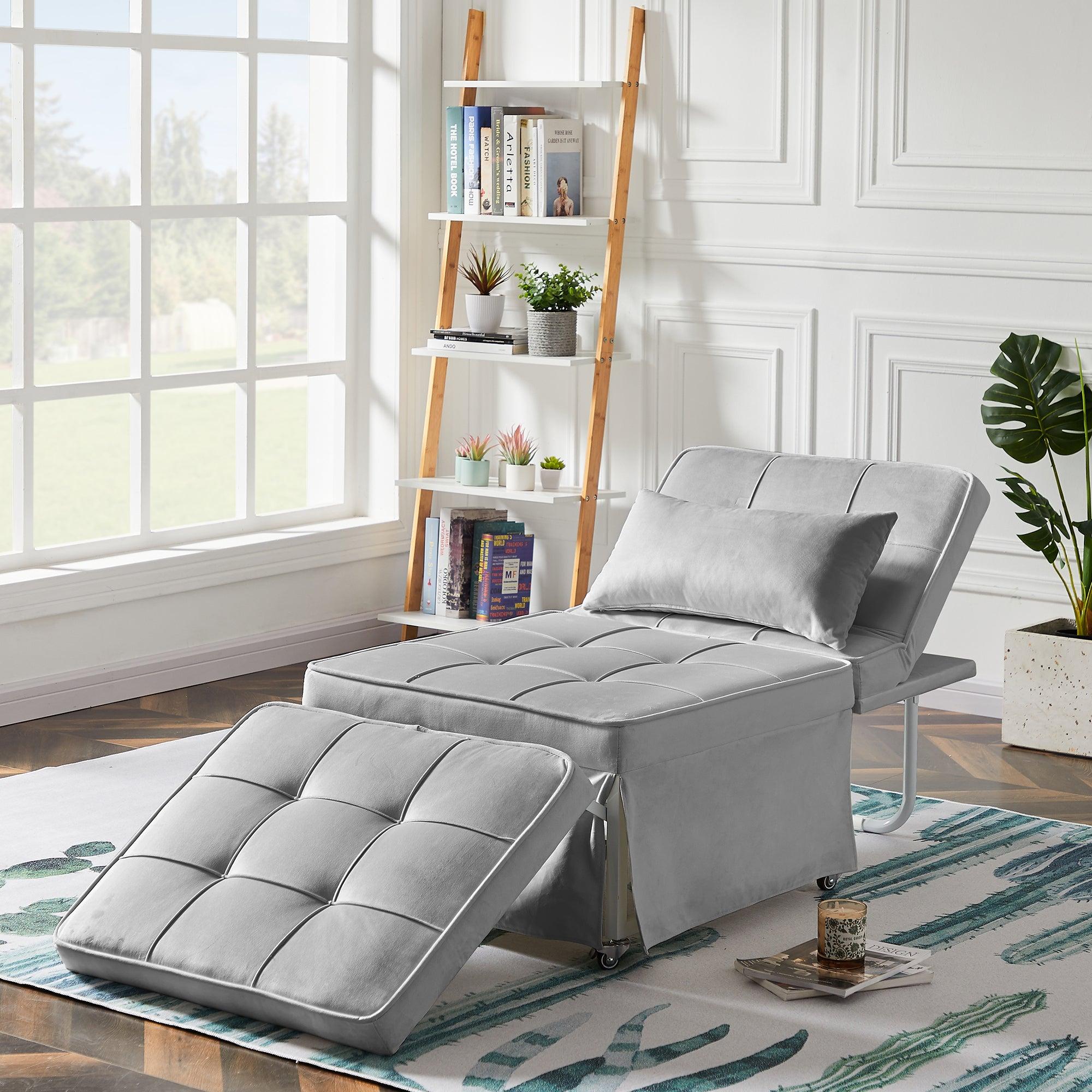 Velvet Folding Sofa Bed Sleeper Chair with Adjustable Backrest . image