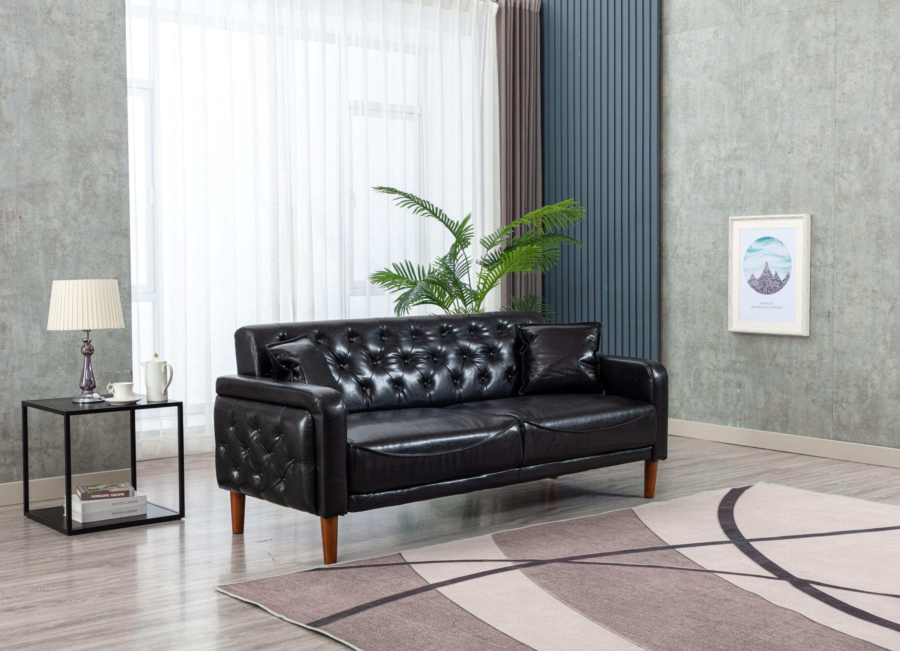 2047Black PU leather sofa image