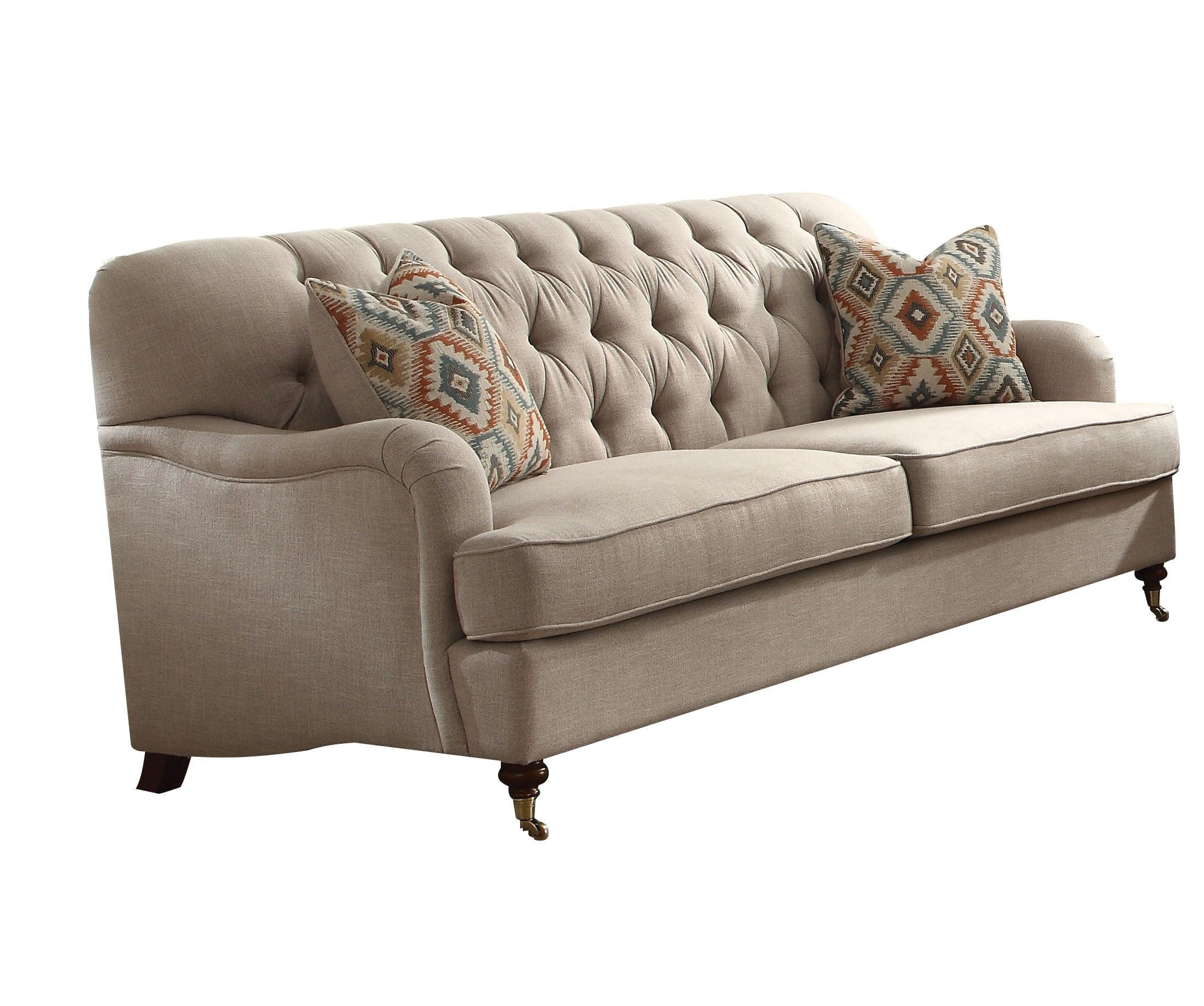 ACME Alianza Sofa w/2 Pillows in Beige Fabric 52580