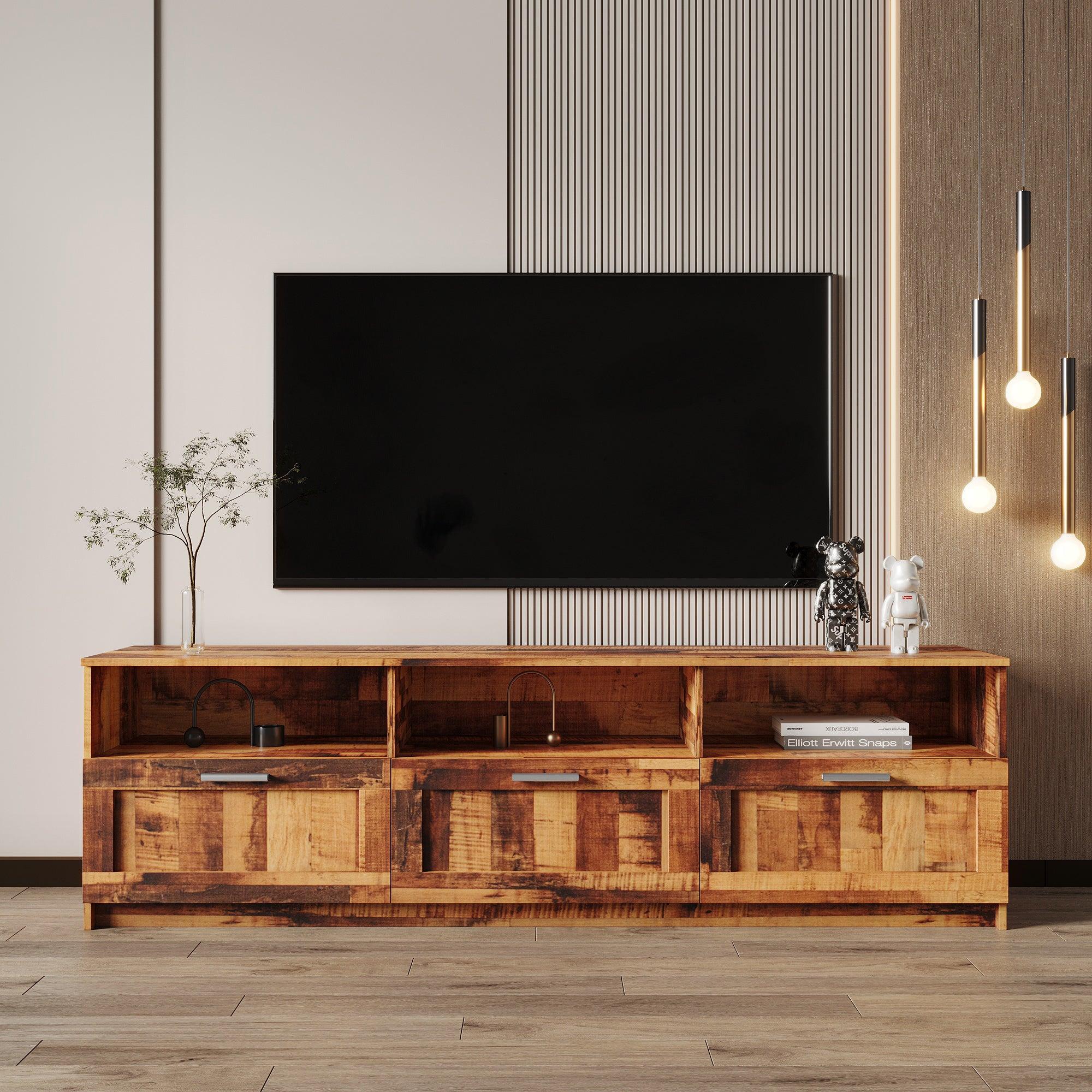 Modern minimalist TV cabinet 80 inch TV stand, open locker Living Room Bedroom image