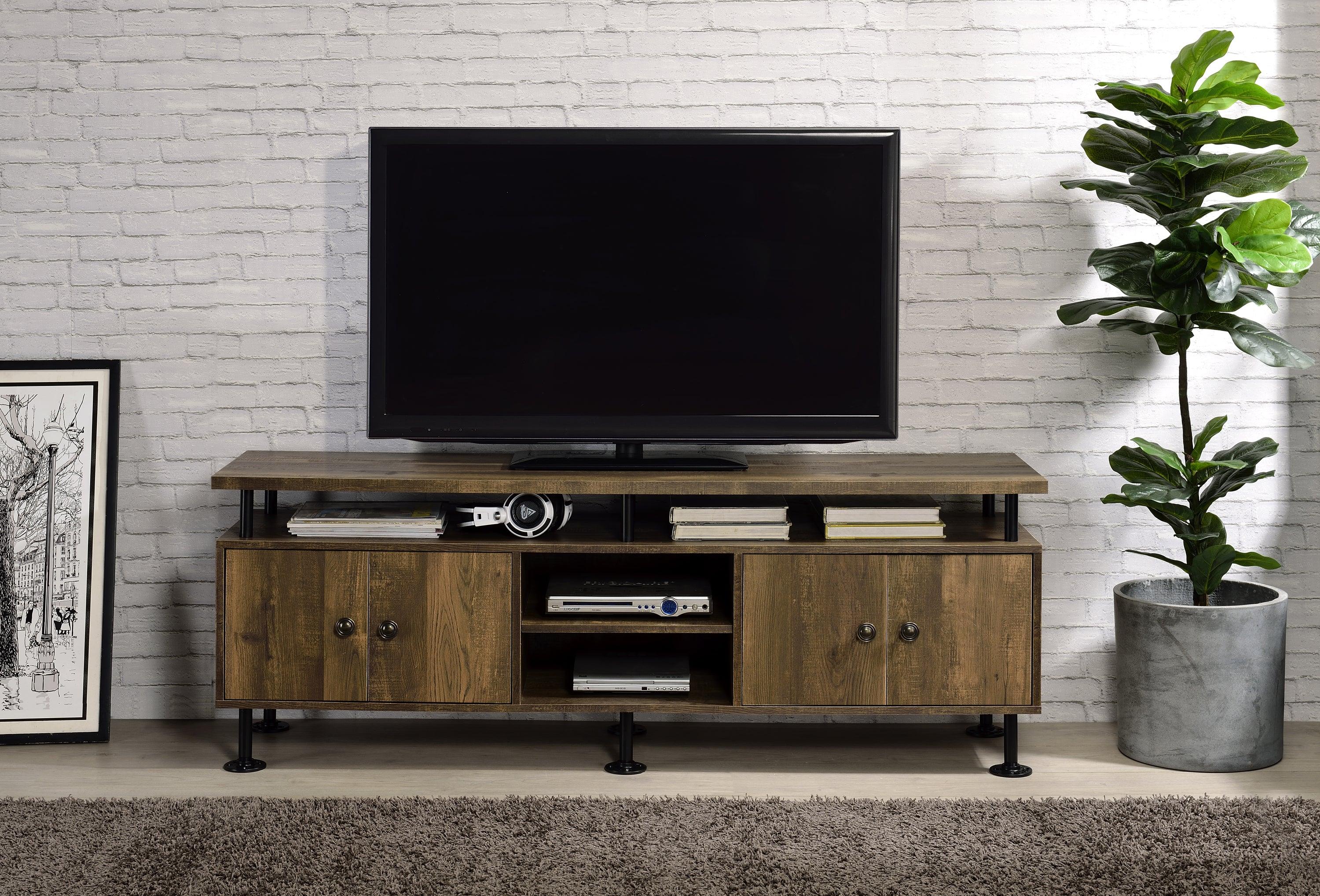 ACME Ensata II TV Stand  in Rustic Oak  & Black Finish LV00142 image