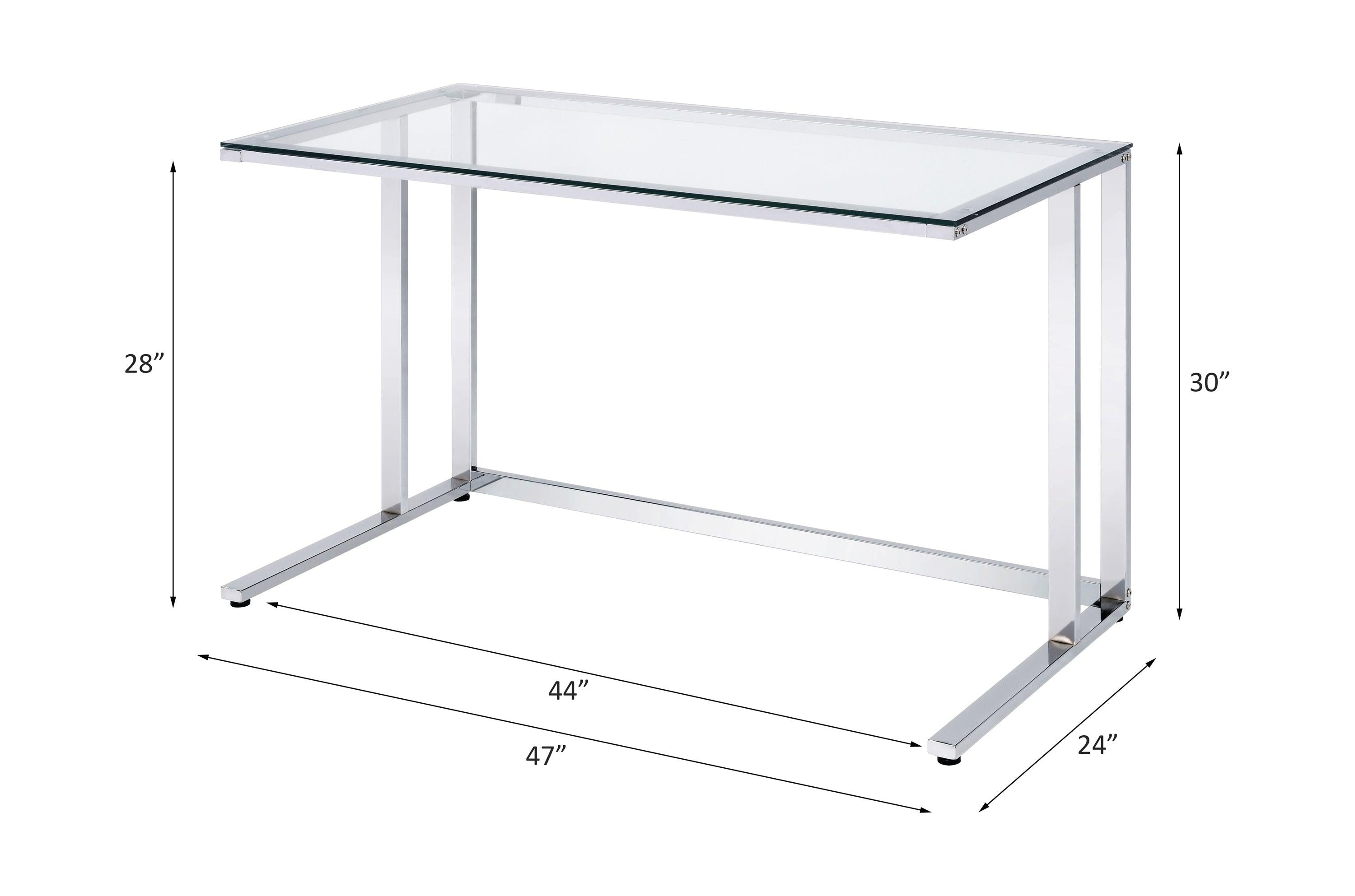 ACME Tyrese Writing Desk, Clear Glass & Chrome Finish 93100