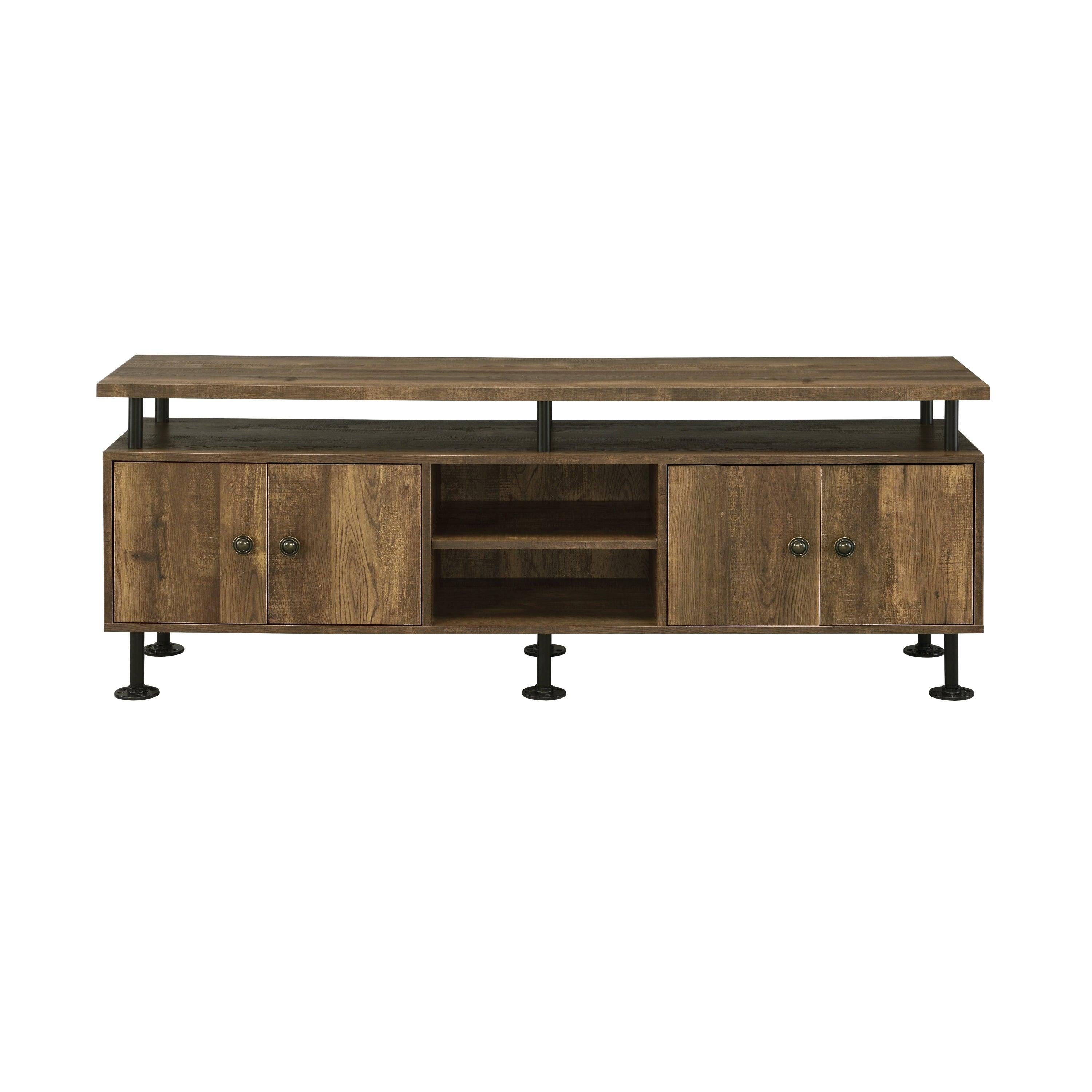 ACME Ensata II TV Stand  in Rustic Oak  & Black Finish LV00142