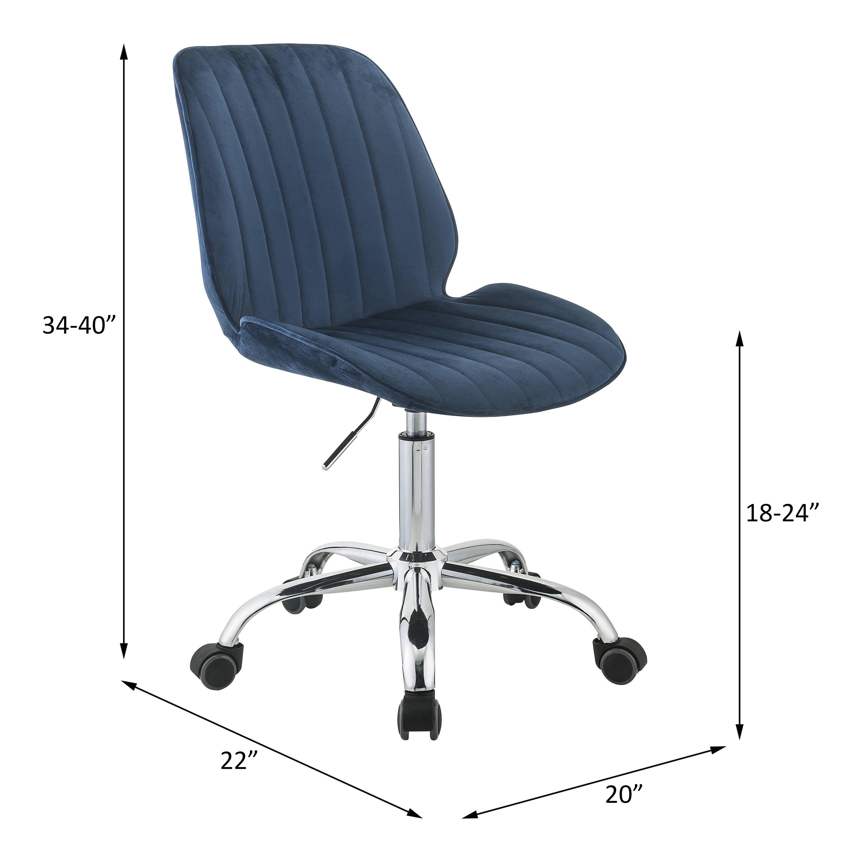 ACME Muata Office Chair, Twilight Blue Velvet & Chrome 92932