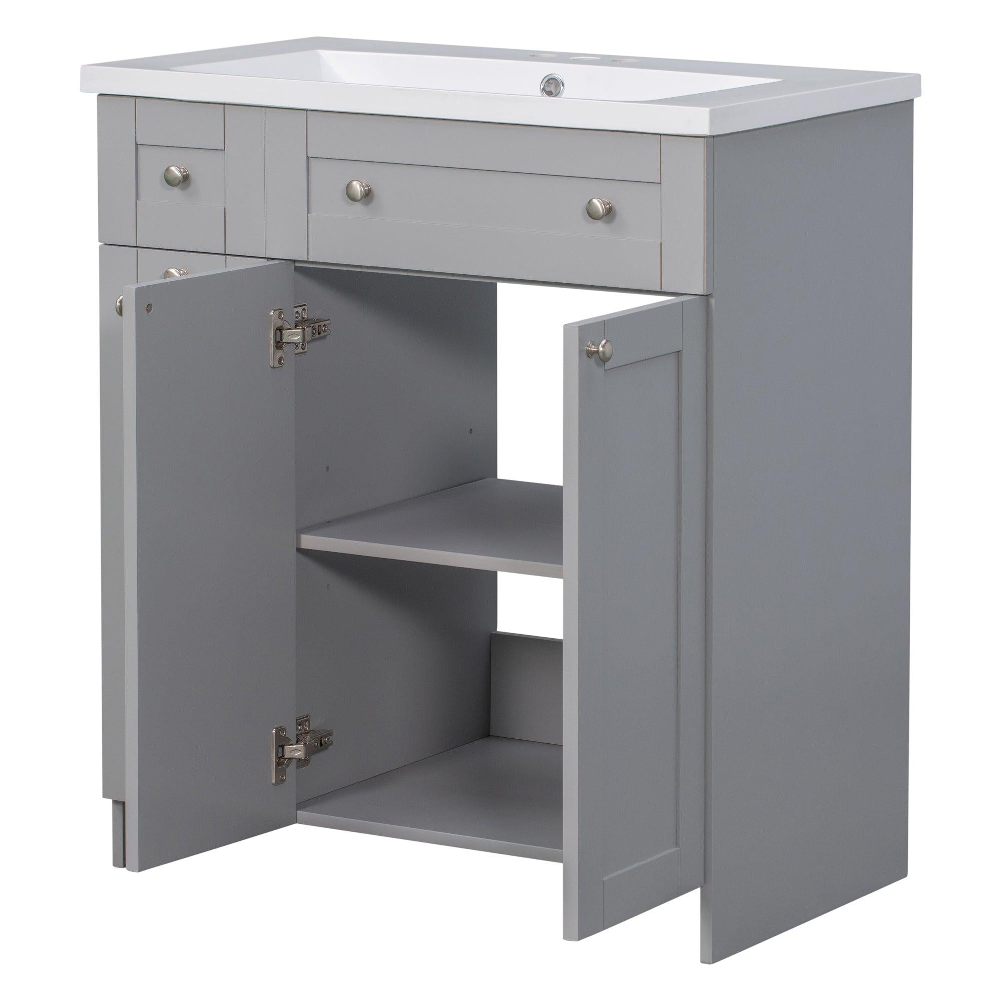 30" Bathroom vanity with Single Sink in grey,Combo Cabinet Undermount Sink,BathroomStorage Cabinet,Solid Wood Frame