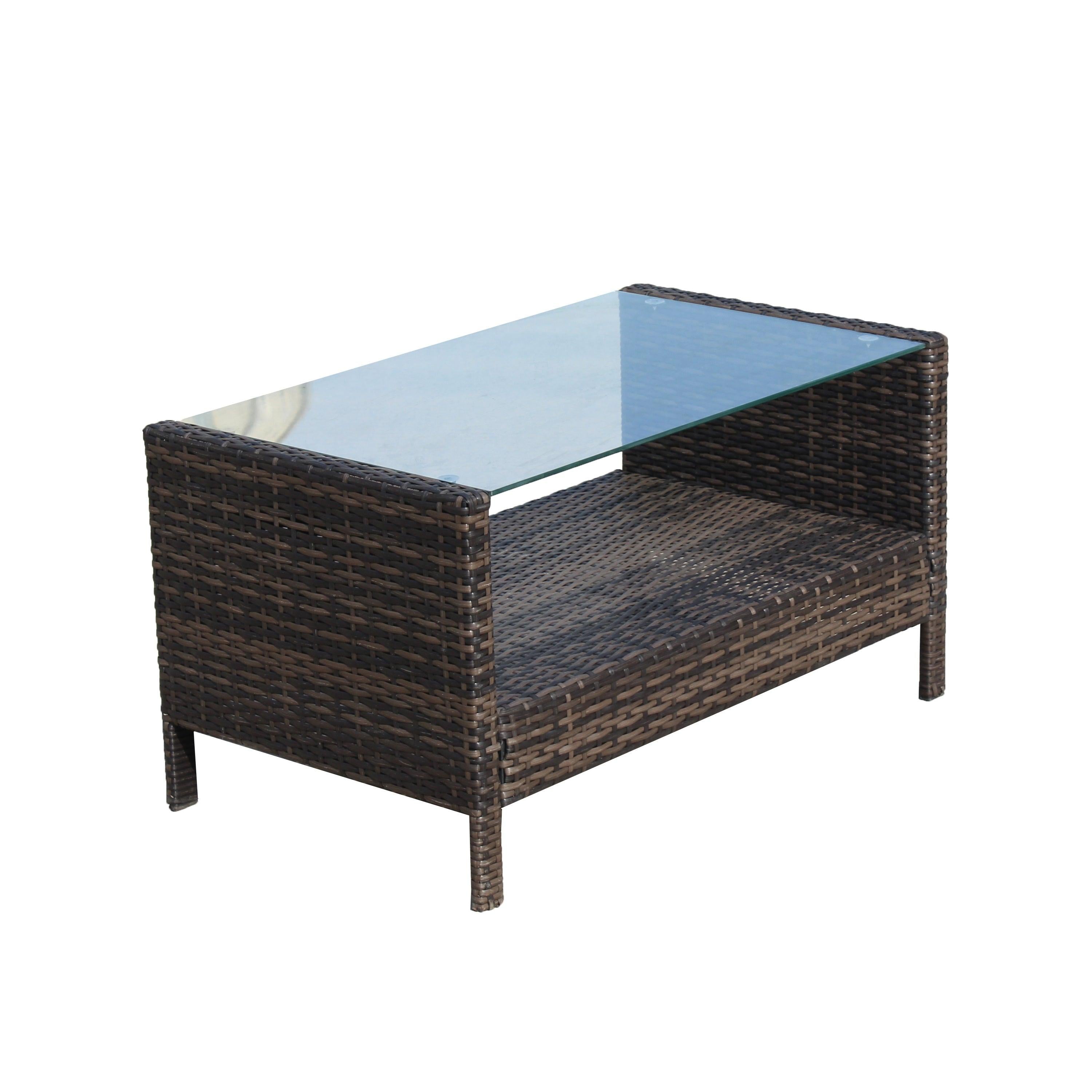 Outdoor patio Furniture  Coffee Table with clear tempered glass