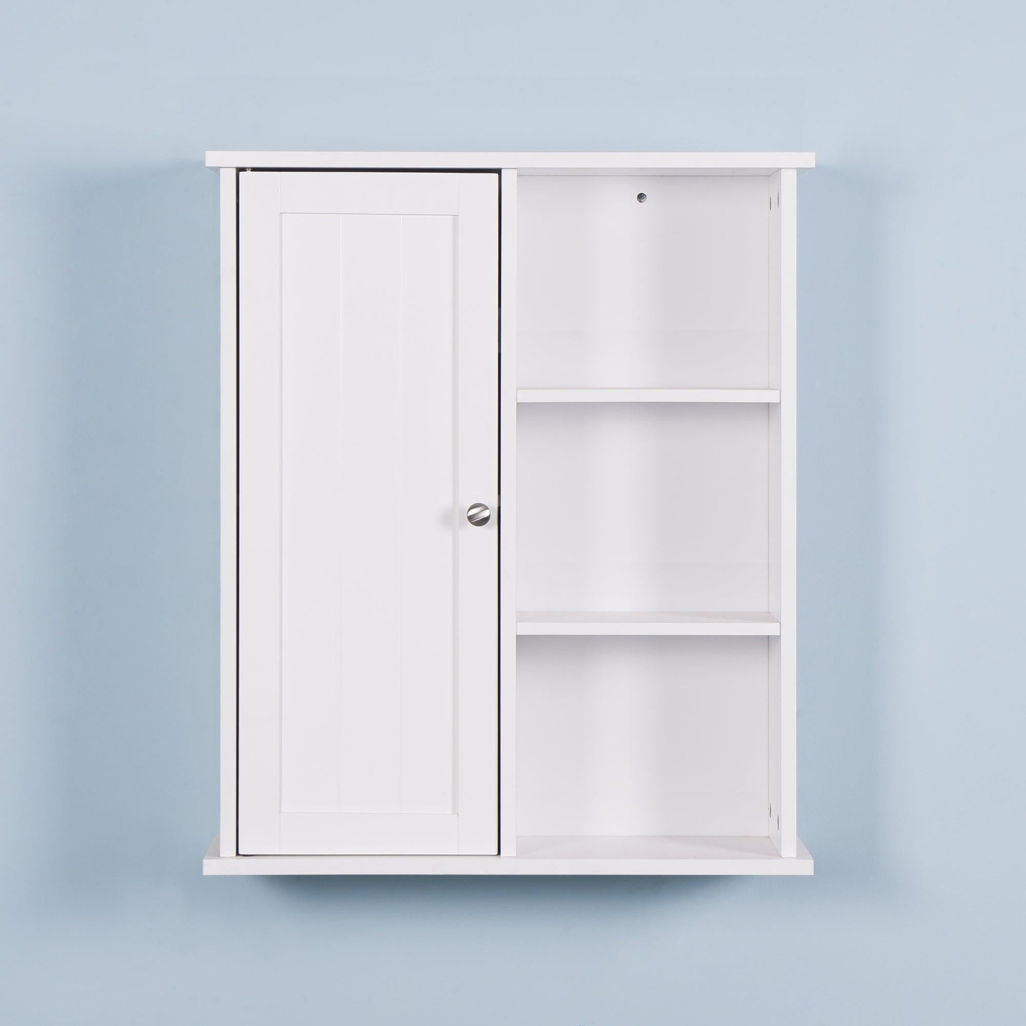 Wall Mount Medicine Cabinet with a Door, Wooden BathroomStorage Cabinet with Adjustable Shelf