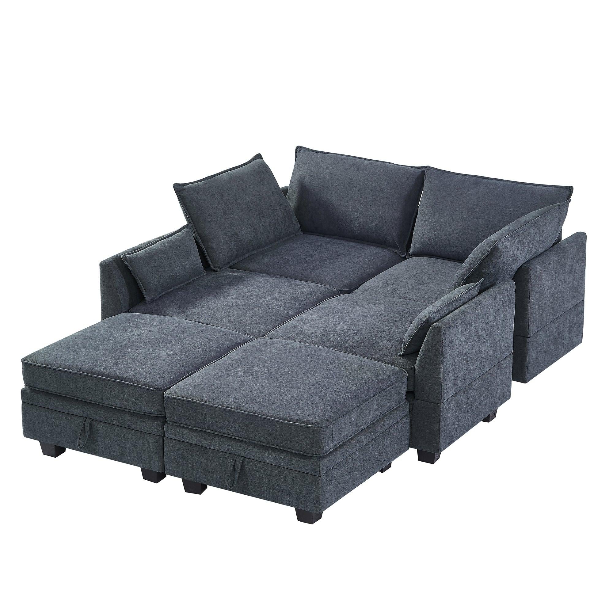 Modern Large U-Shape Modular Sectional Sofa,  Convertible Sofa Bed with Reversible Chaise for Living Room,Storage Seat