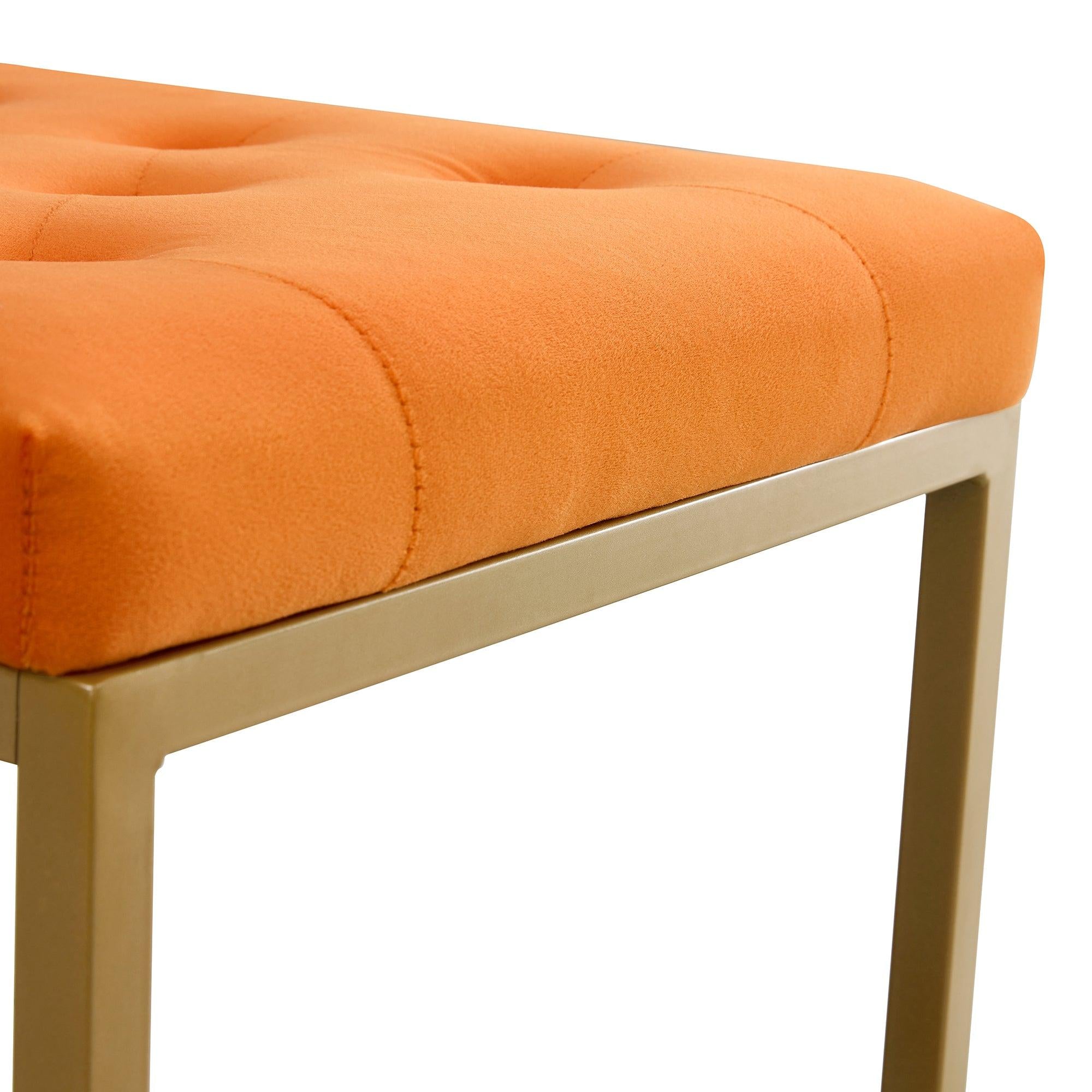 Chair VelvetShoe Changing Stool, Orange Footstool, Square Vanity Chair, Sofa stool,Makup Stool .Vanity Seat ,Rest stool. Piano Bench .Suitable for Clothes Shop,Living Room