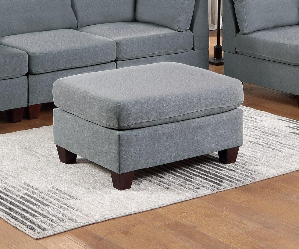 Living Room Furniture Cocktail Ottoman Grey Linen Like Fabric 1pc Plush Ottoman Wooden Legs