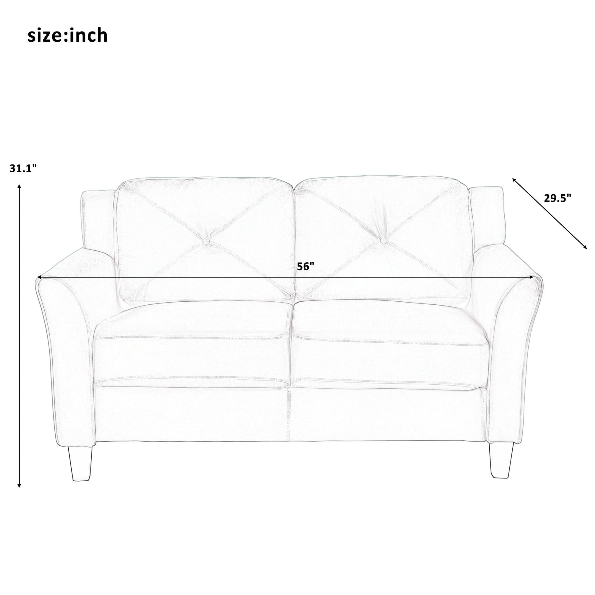 Button Tufted 3 Piece Chair Loveseat Sofa Set