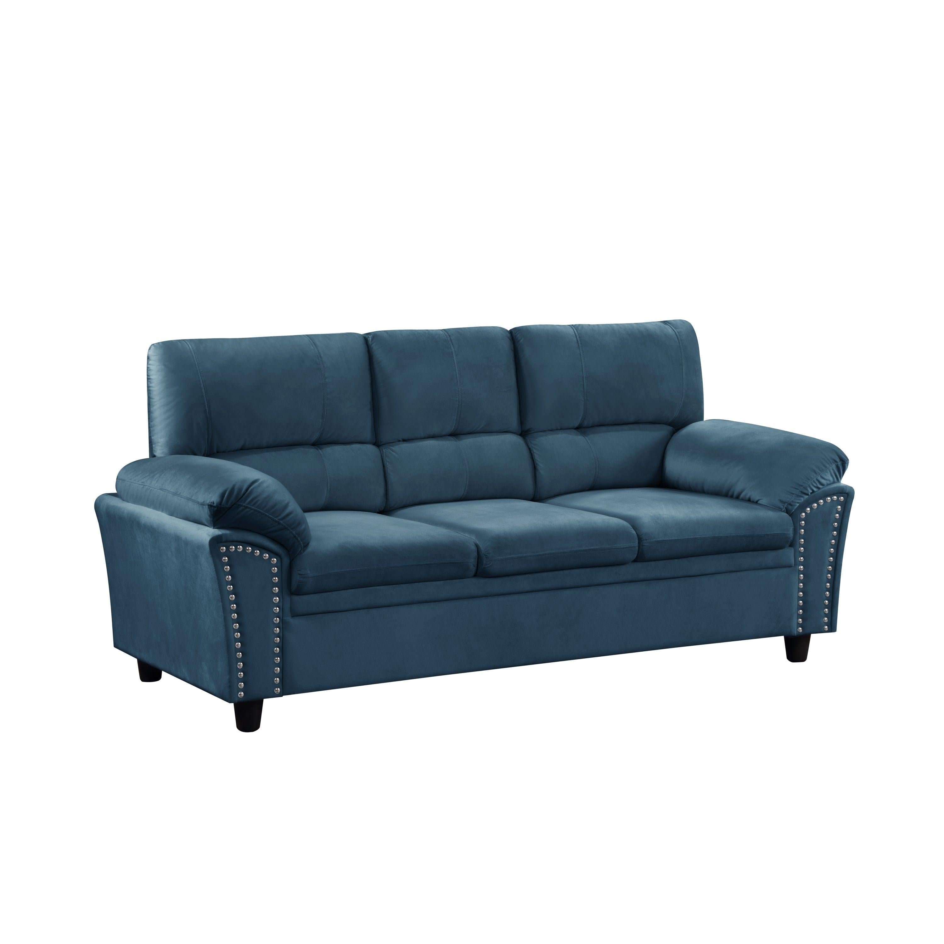 3-Seat Sofa Velvet for Living Room, Bedroom, Office Blue