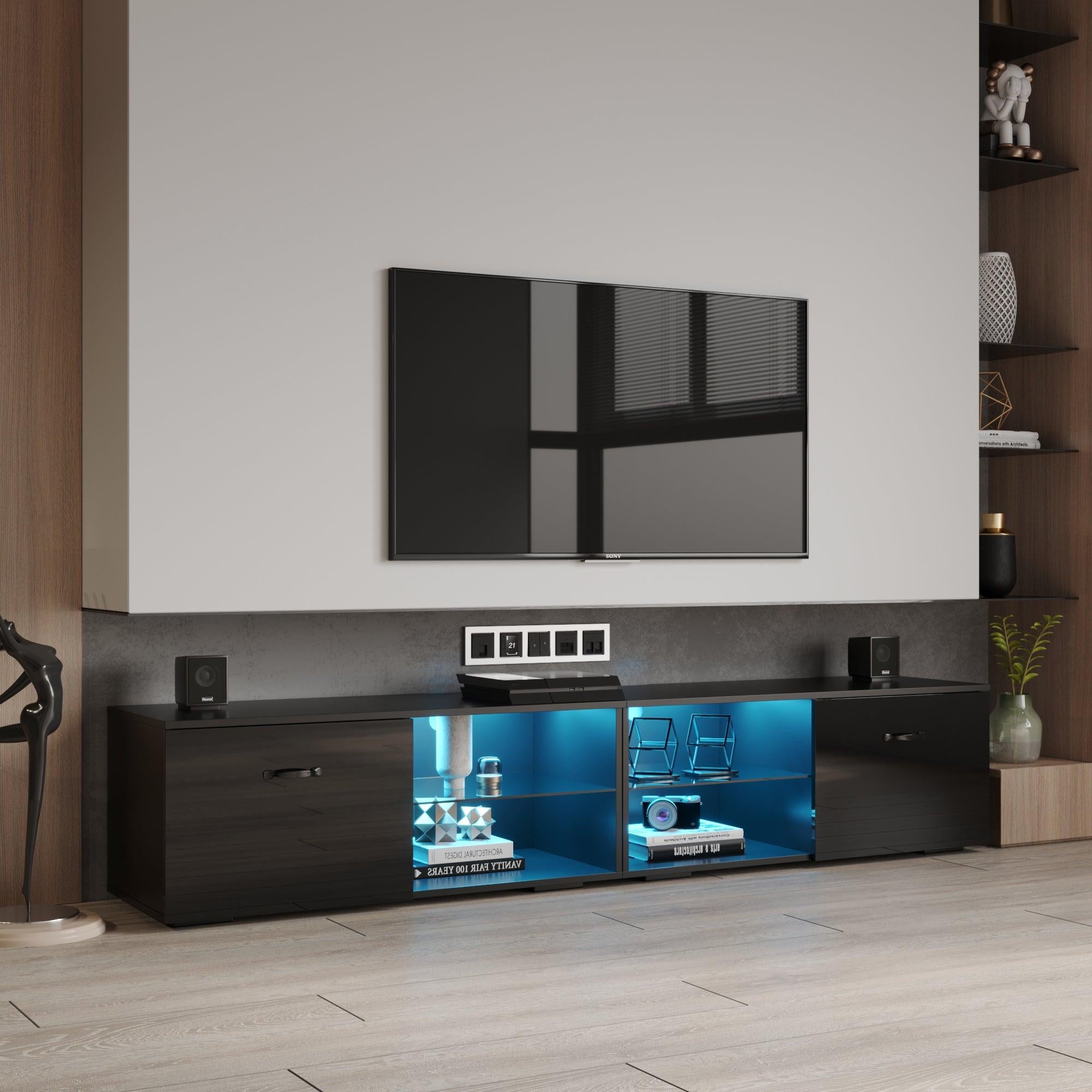 TV Stand  TV cabinet with color-changing LED light for living room