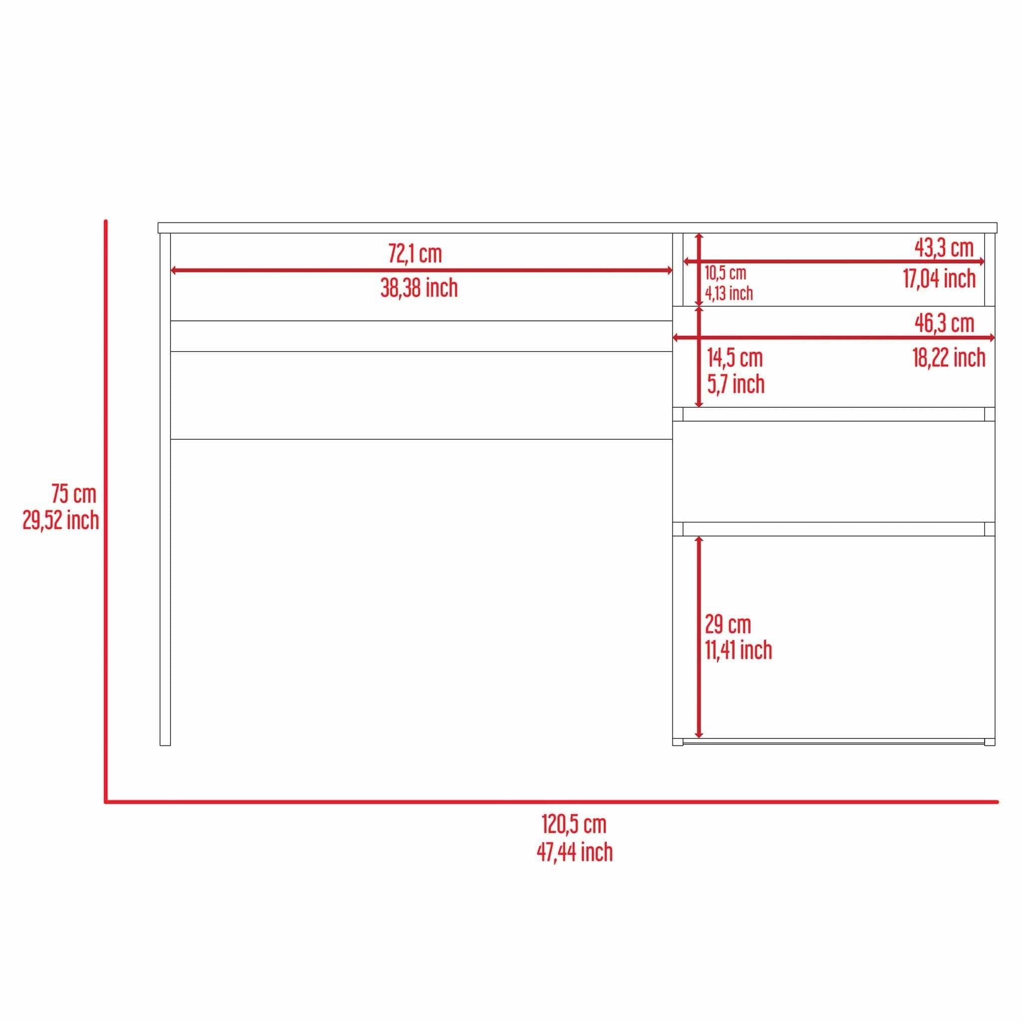 Waterbury 3-Drawer 1-Shelf Computer Desk Light Grey