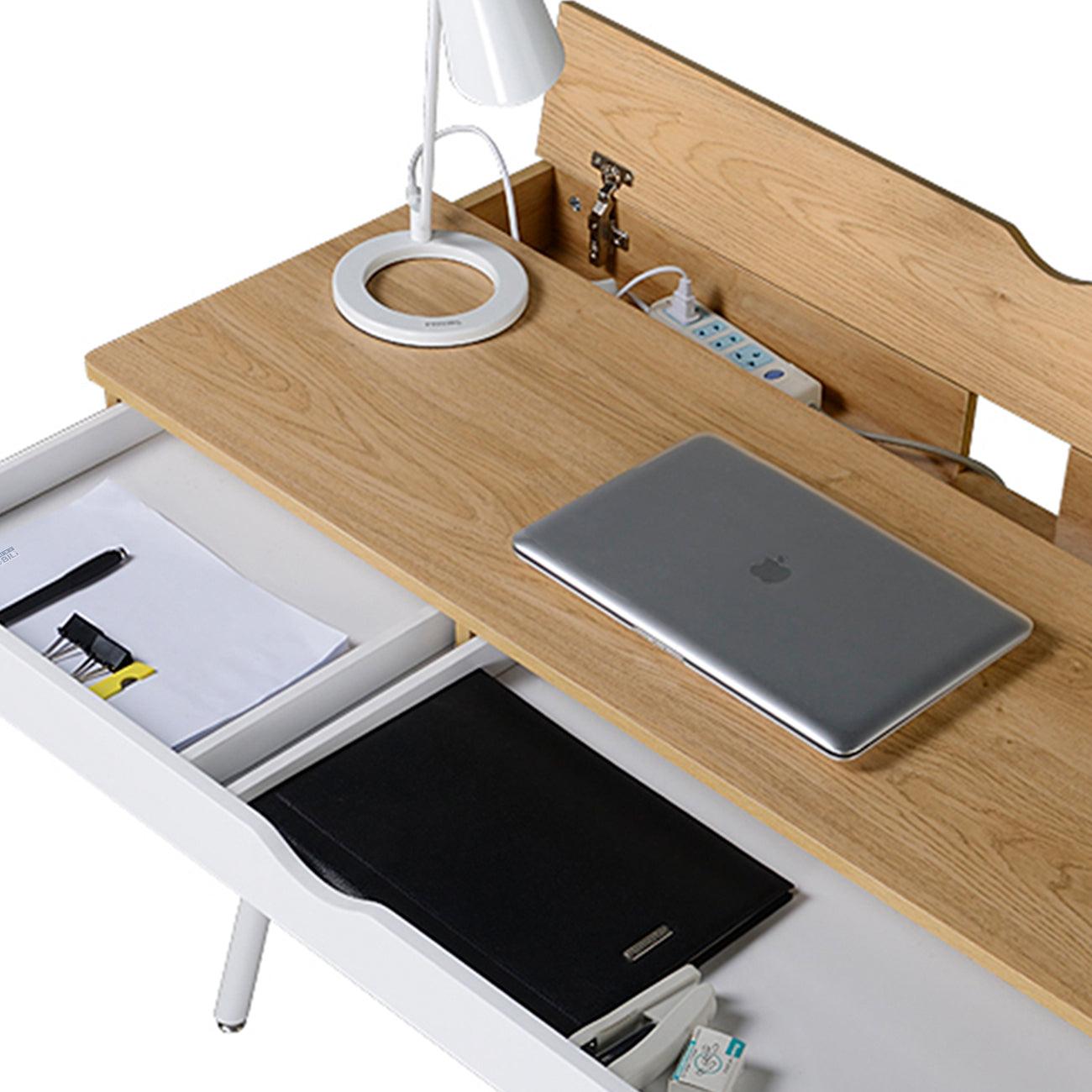 Techni MobiliModern MultiStorage Computer Desk withStorage, Pine