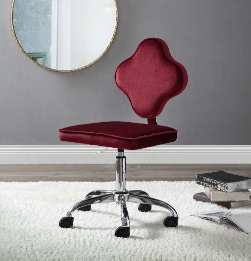 ACME Clover Office Chair, Red Velvet 93070 image