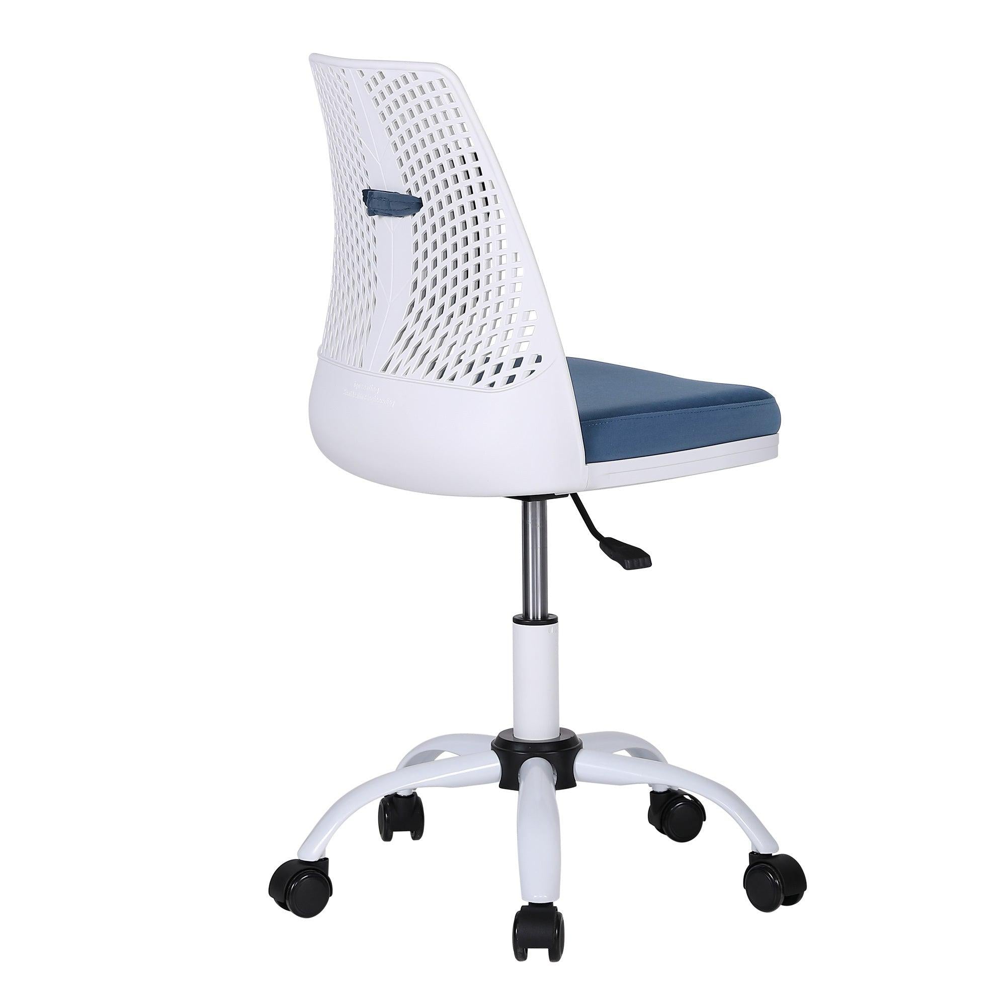 Office Task Desk Chair Swivel Home Comfort Chairs,Adjustable Height with ample lumbar support,White+Blue