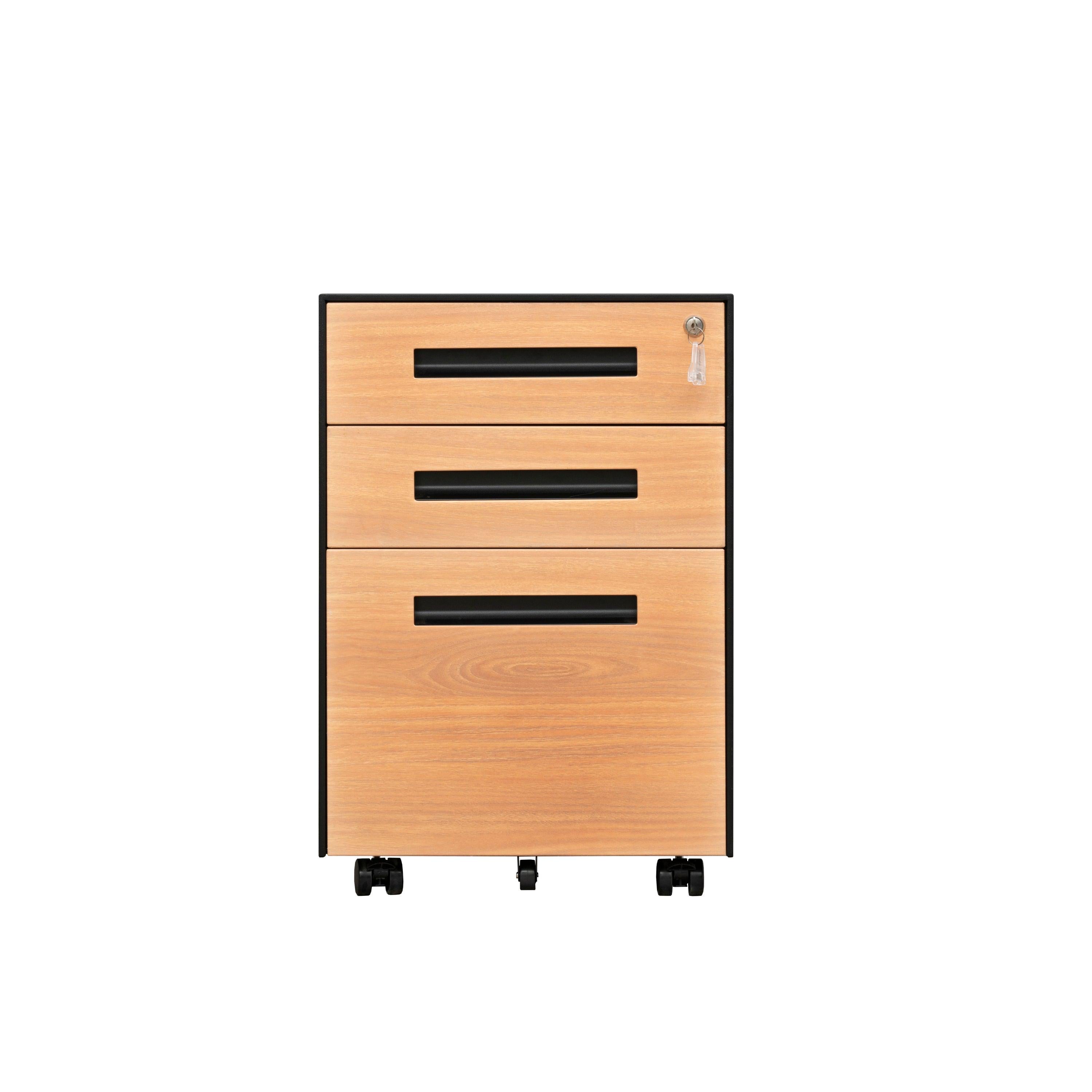 3 Drawer Mobile File Cabinet with Lock Steel File Cabinet for Legal/Letter/A4/F4 Size, Fully Assembled Include Wheels, Home/ Office Design